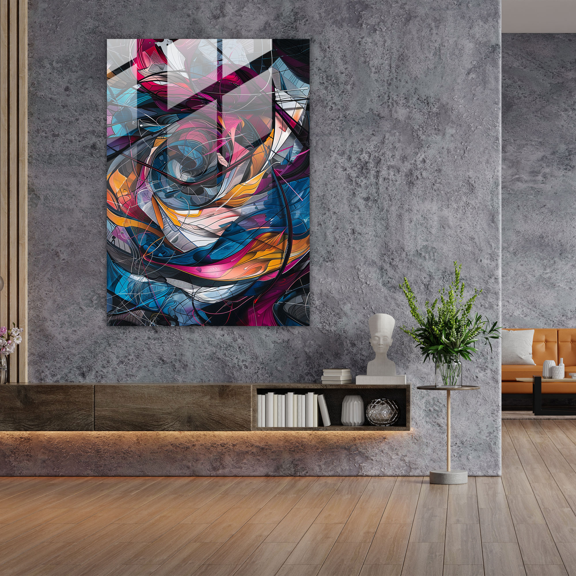 Action Painting Glass Art - Chaotic Harmony - Action Painting, Swirling Lines, Chaotic Harmony, Wall Decoration