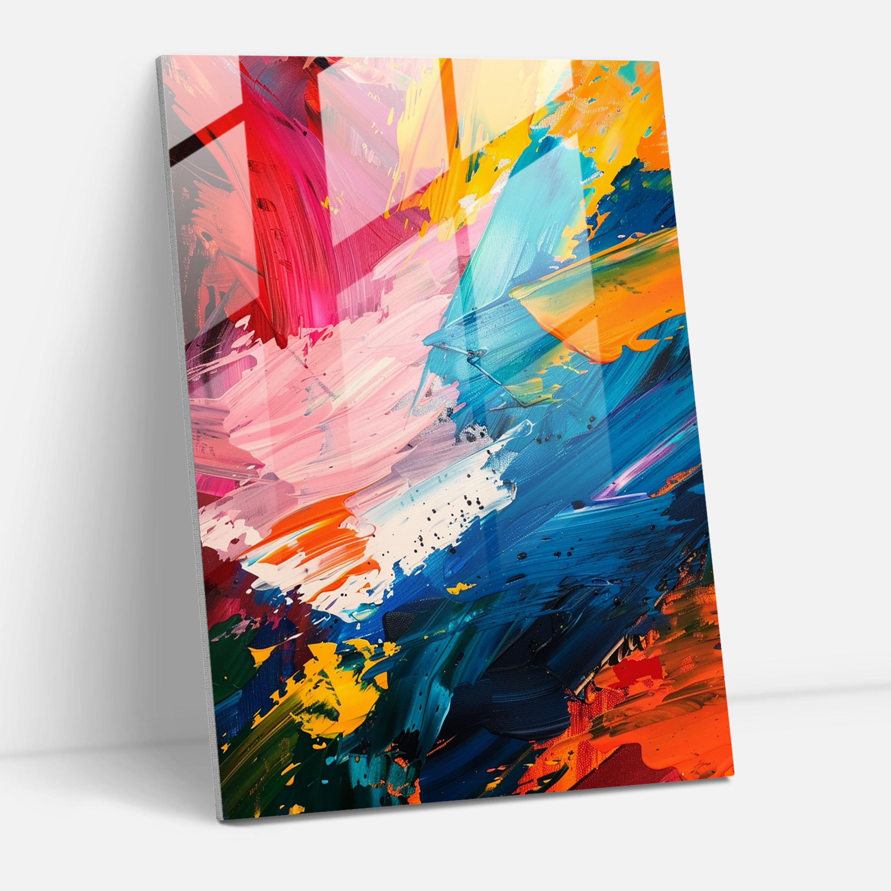 Action Painting Glass Print - Vibrant Brush Strokes - Action Painting, Vibrant Colors, Glass Print, Movement