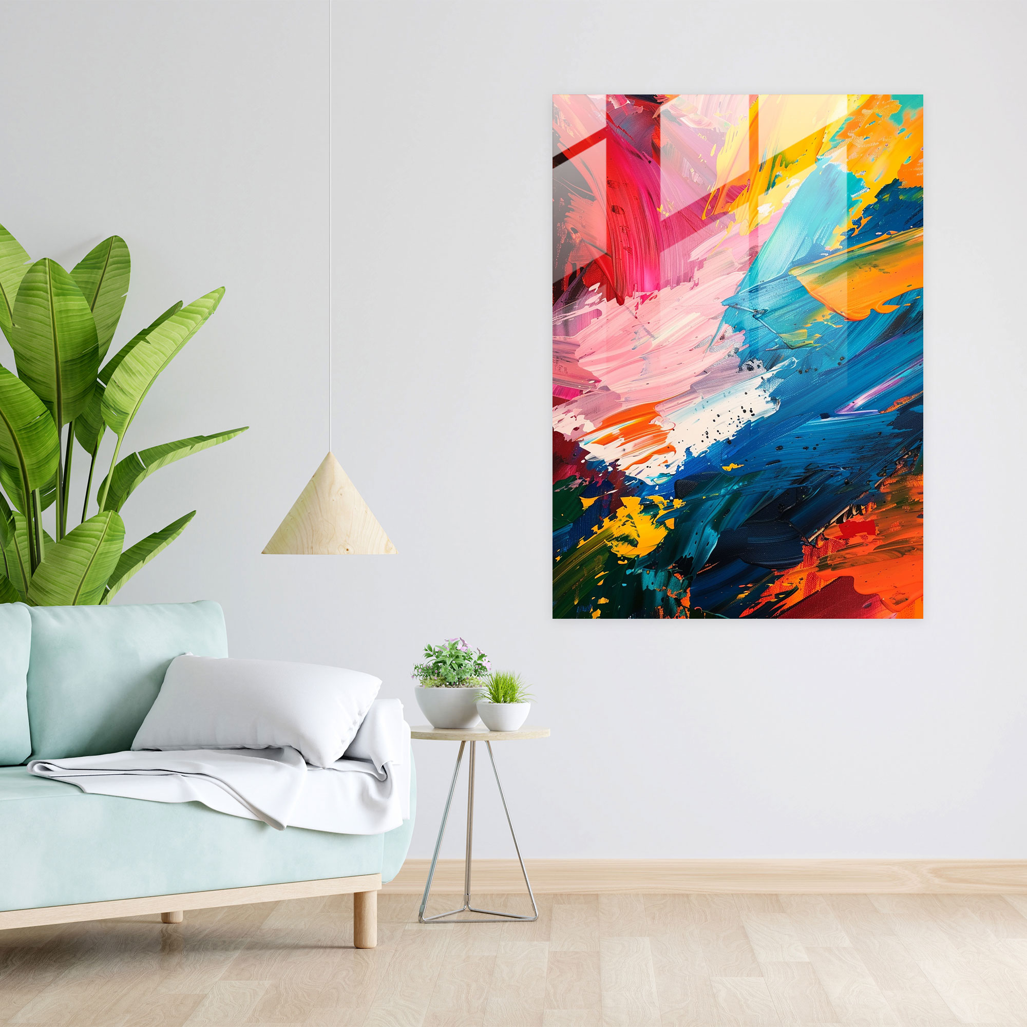 Action Painting Glass Print - Vibrant Brush Strokes - Action Painting, Vibrant Colors, Glass Print, Movement