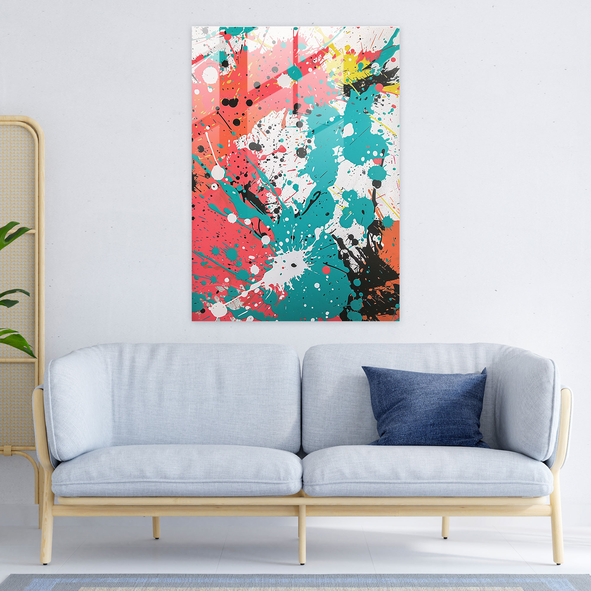 Action Painting Glass Wall Art - Rhythmic Paint Splatters - Action Painting, Paint Splatters, Creativity, Glass Wall Art