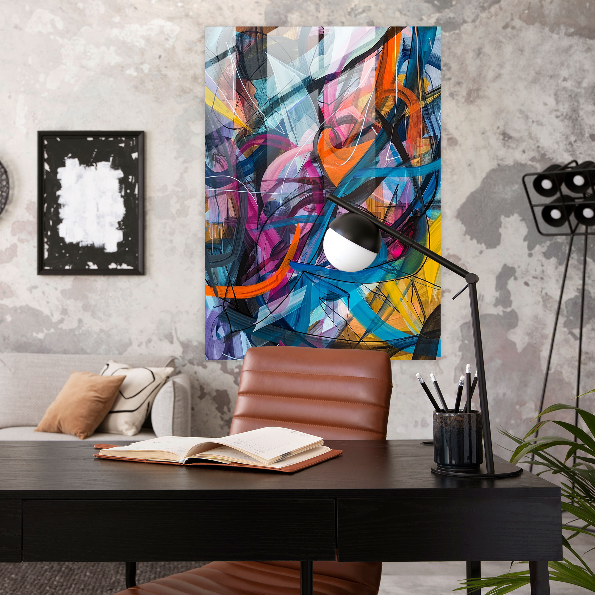 Action Painting Glass Art - Dynamic Intersections - Action Painting, Glass Art, Interwining Lines, Organic Shapes