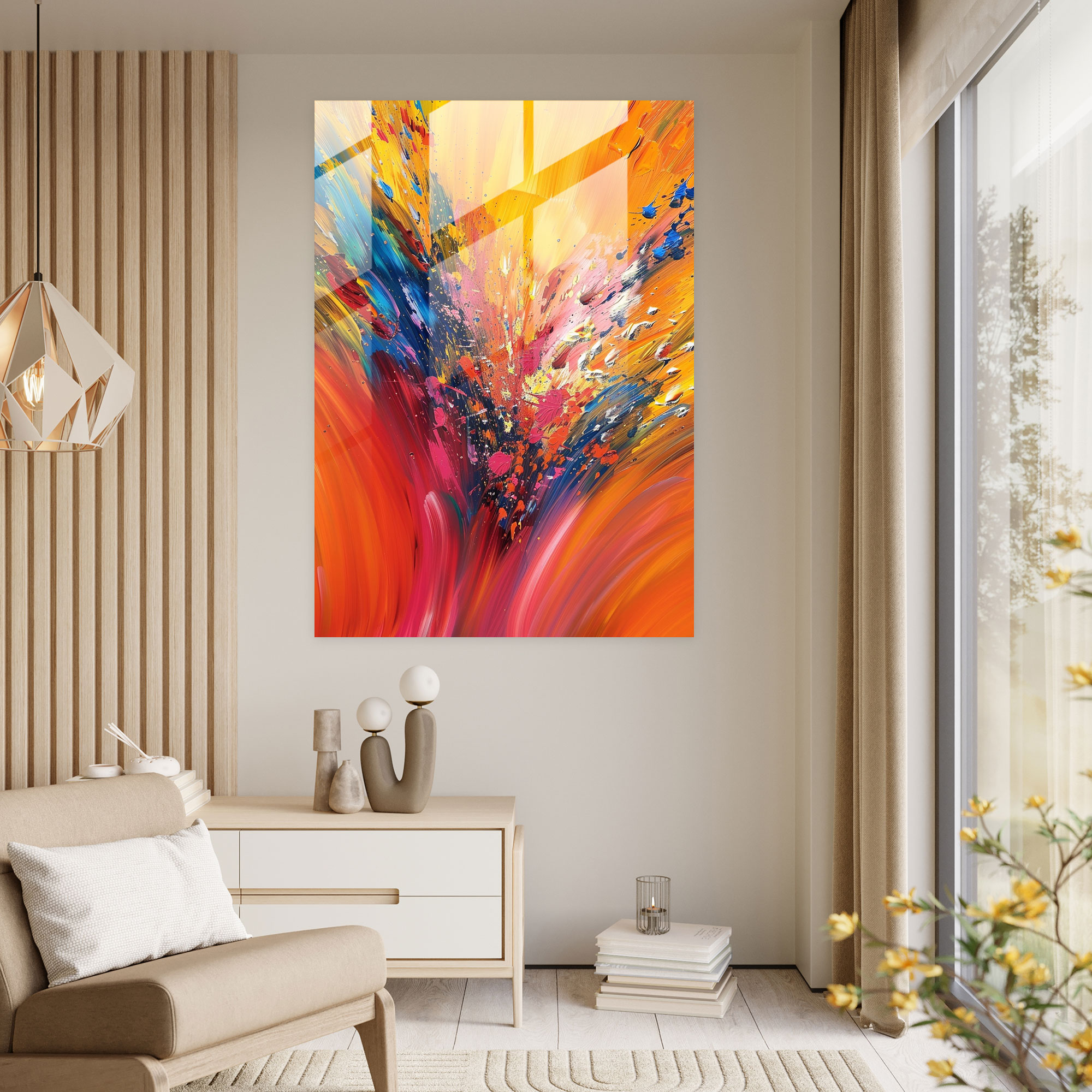 Action Painting Glass Print - Action Painting, Modern Art, Action Painting, Home Decoration