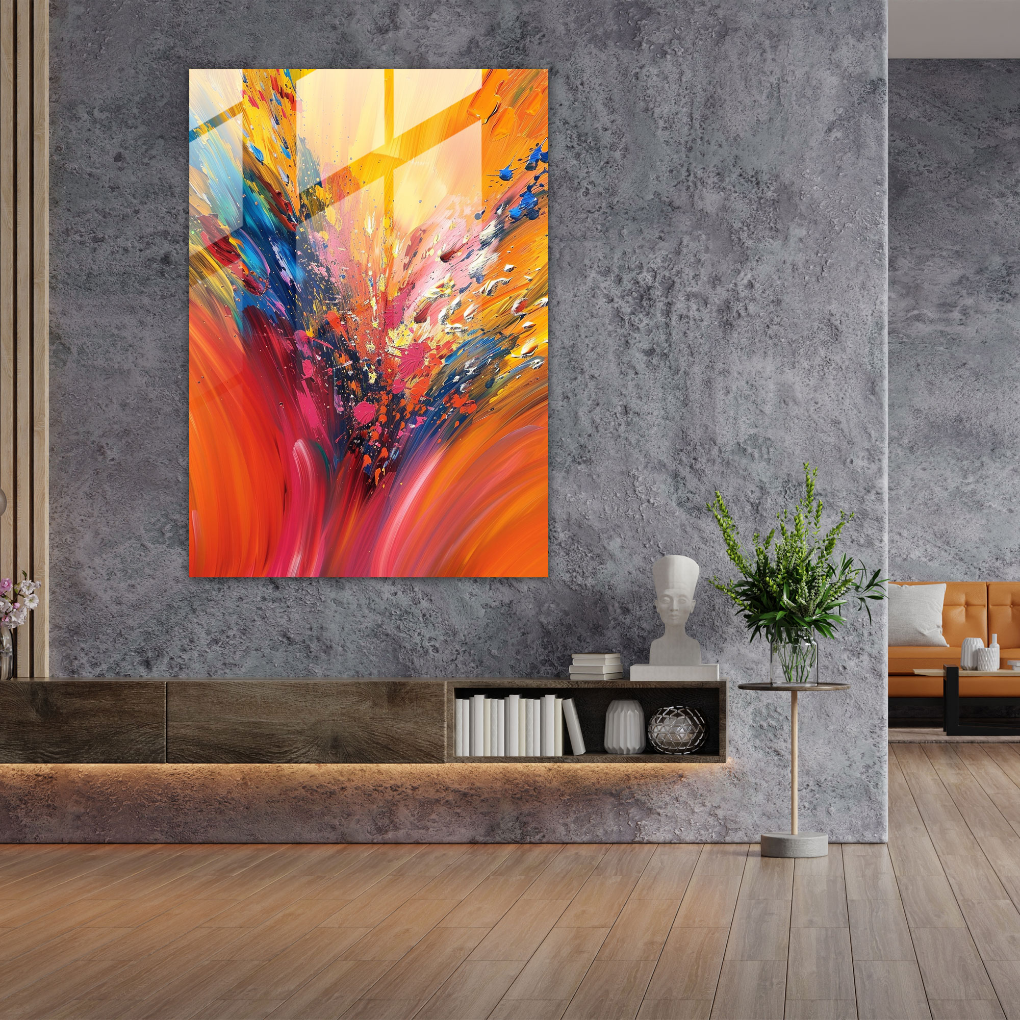 Action Painting Glass Print - Action Painting, Modern Art, Action Painting, Home Decoration