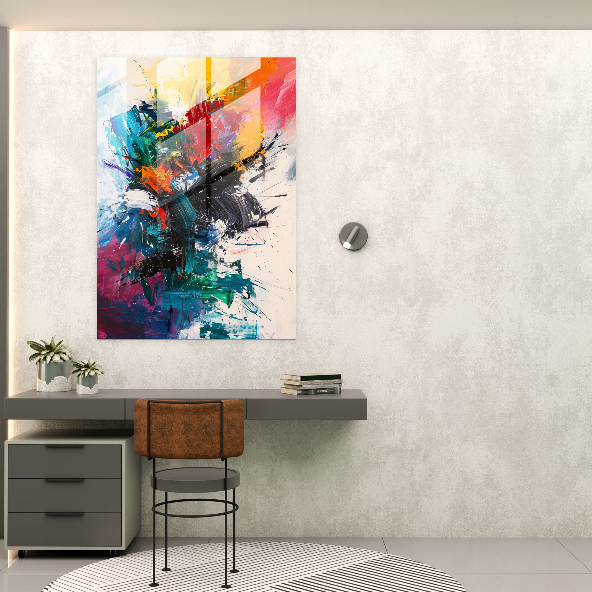 Abstract Chaos Glass Print - Action Painting, Wall Decoration, Glass Print, Action Painting
