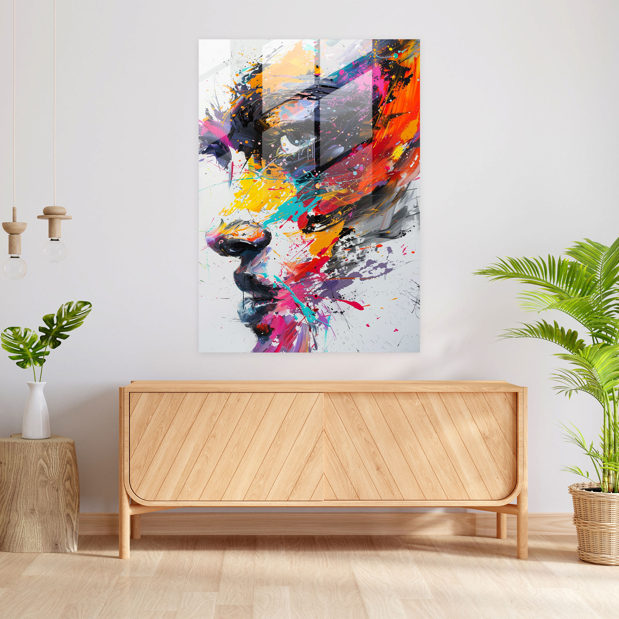 Colorful Splatters Glass Wall Art - Action Painting, Modern Art, Wall Decoration, Action Painting