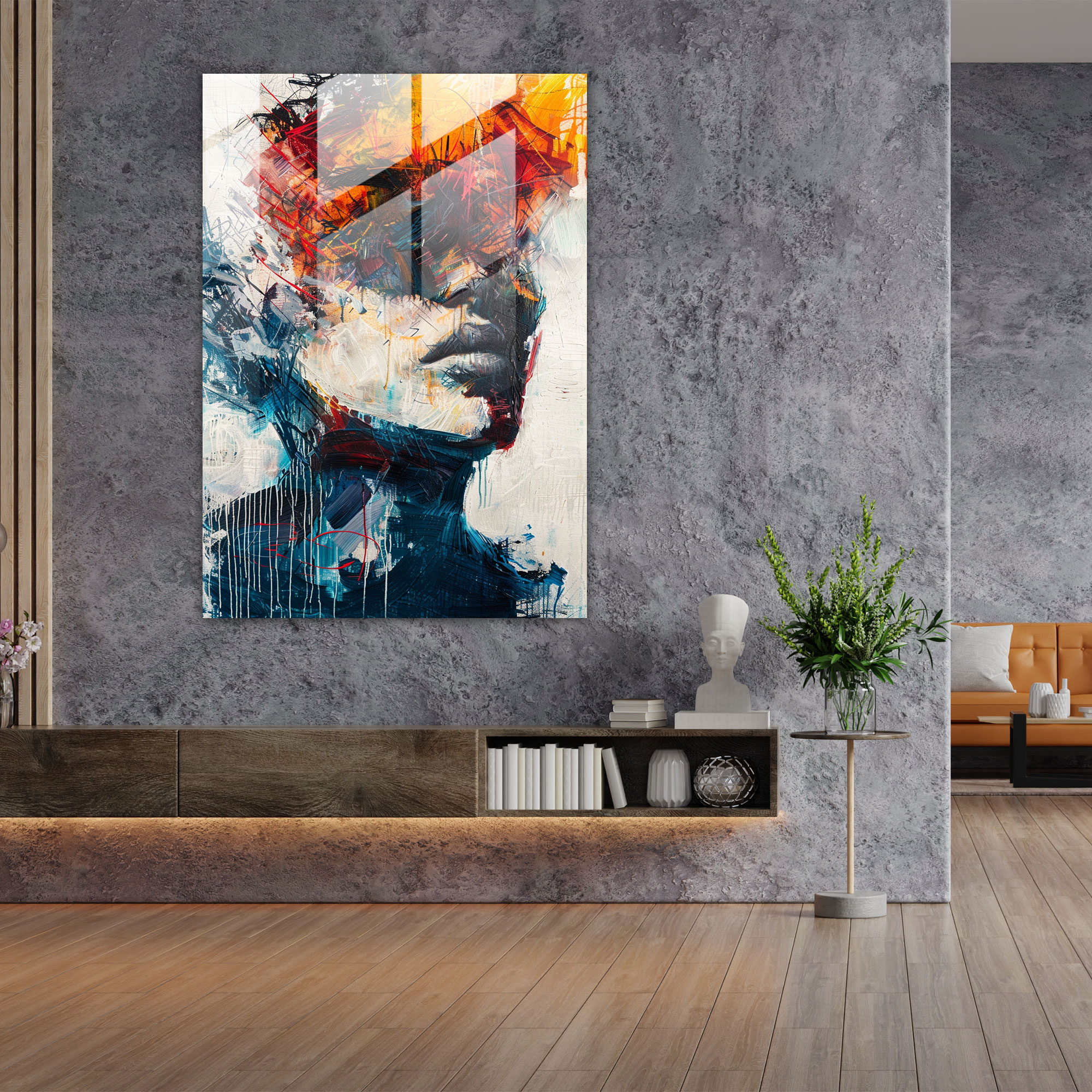 Expressive Gestures Glass Wall Art - Action Painting, Modern Art, Home Decoration, Action Painting