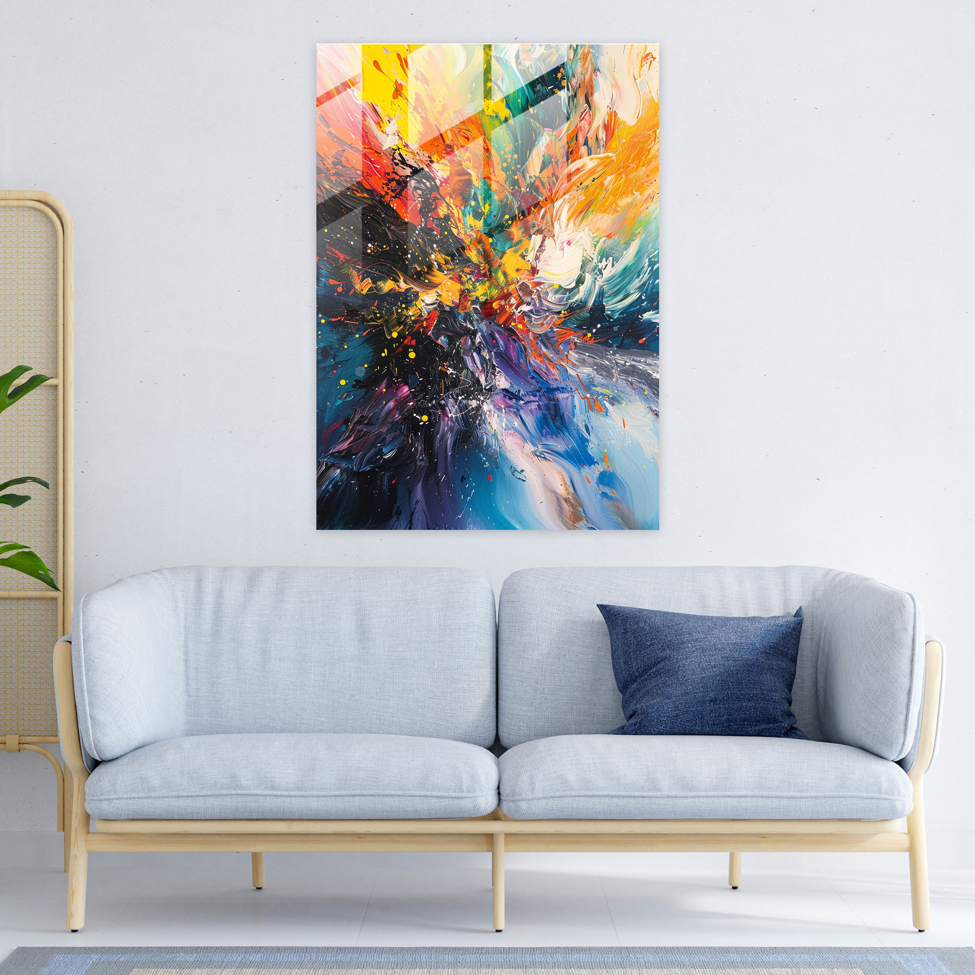 Chaotic Brushwork Glass Print - Action Painting, Wall Decoration, Glass Wall Art, Glass Print