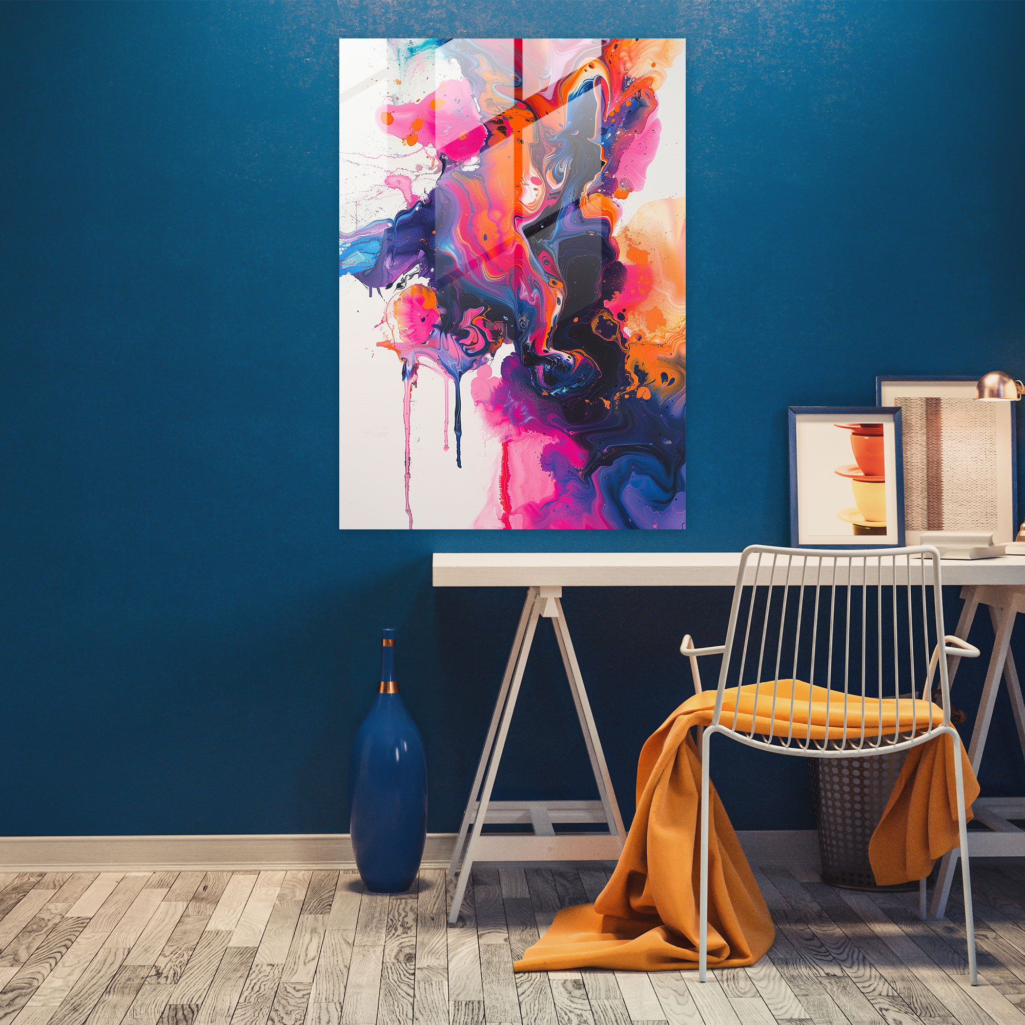 Free-Flowing Compositions Glass Wall Art - Action Painting, Action Painting, Wall Decoration, Modern Art