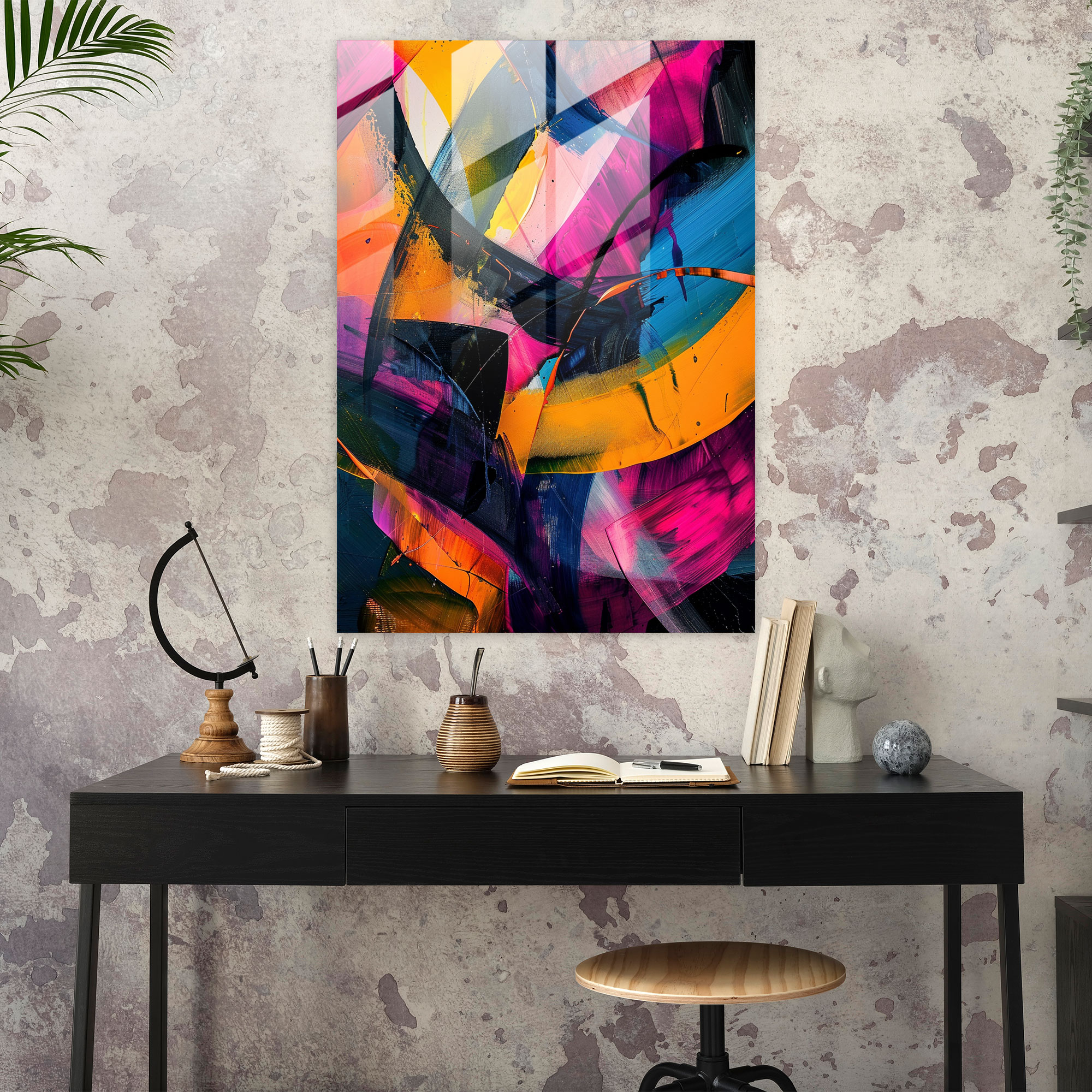 Action Painting Glass Print - Action Painting, Home Decoration, Action Painting, Glass Print