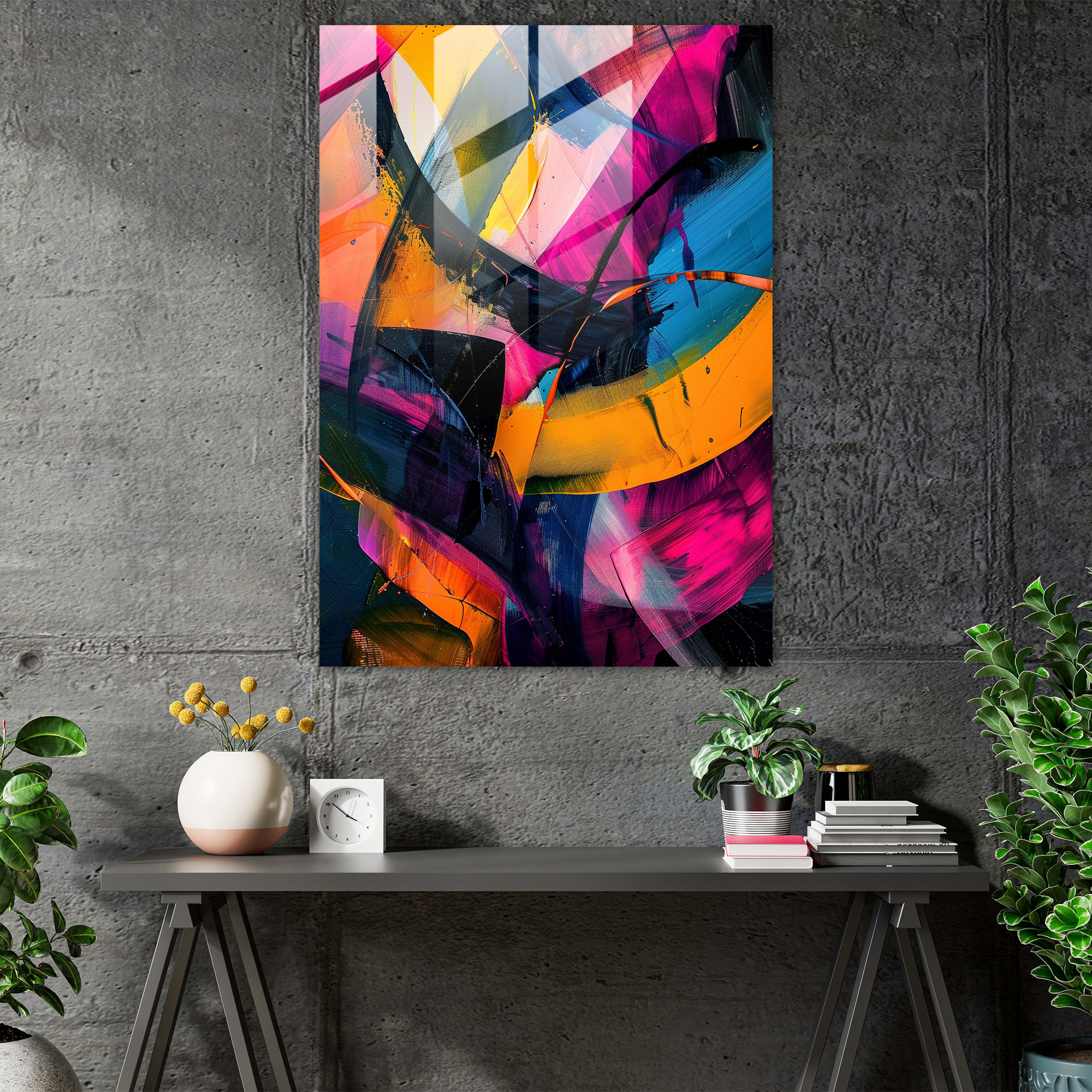 Action Painting Glass Print - Action Painting, Home Decoration, Action Painting, Glass Print