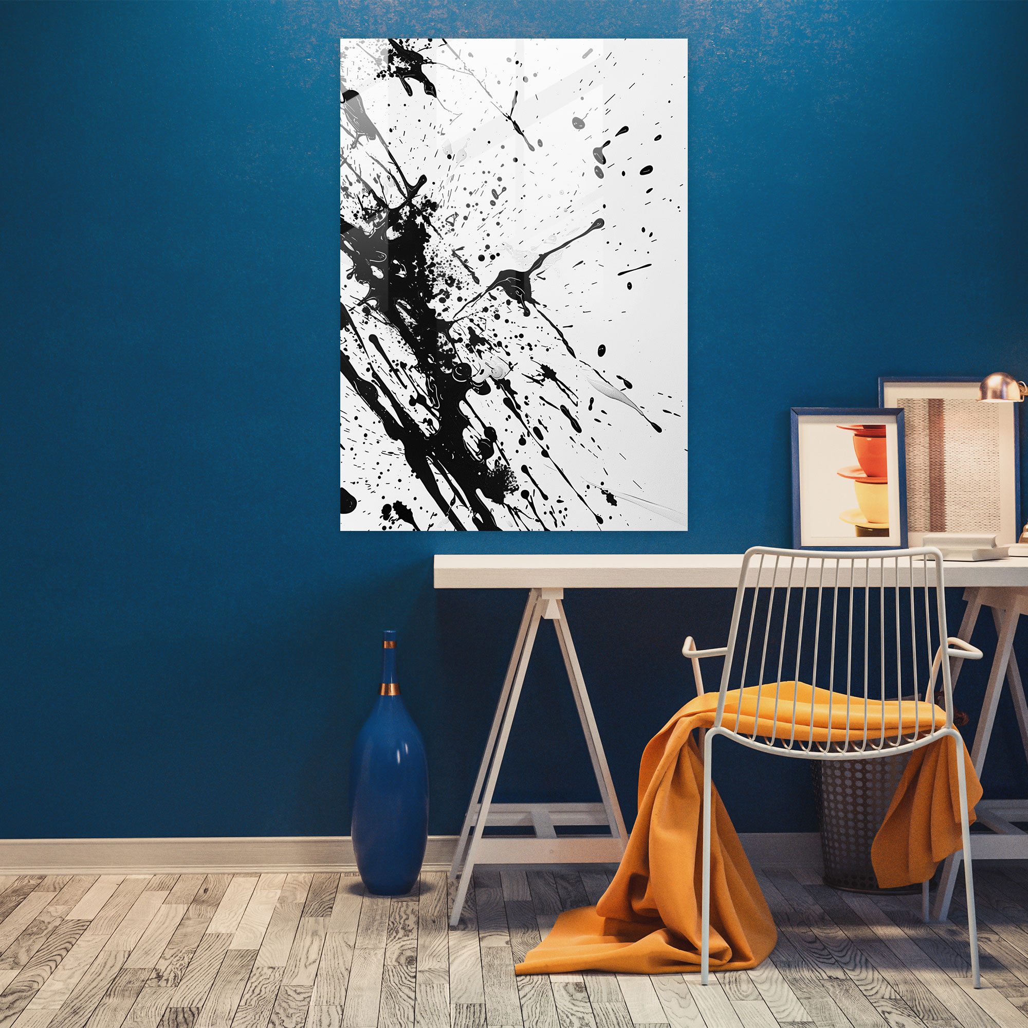 Action Painting Glass Wall Art - Action Painting, Wall Decoration, Home Decoration, Action Painting