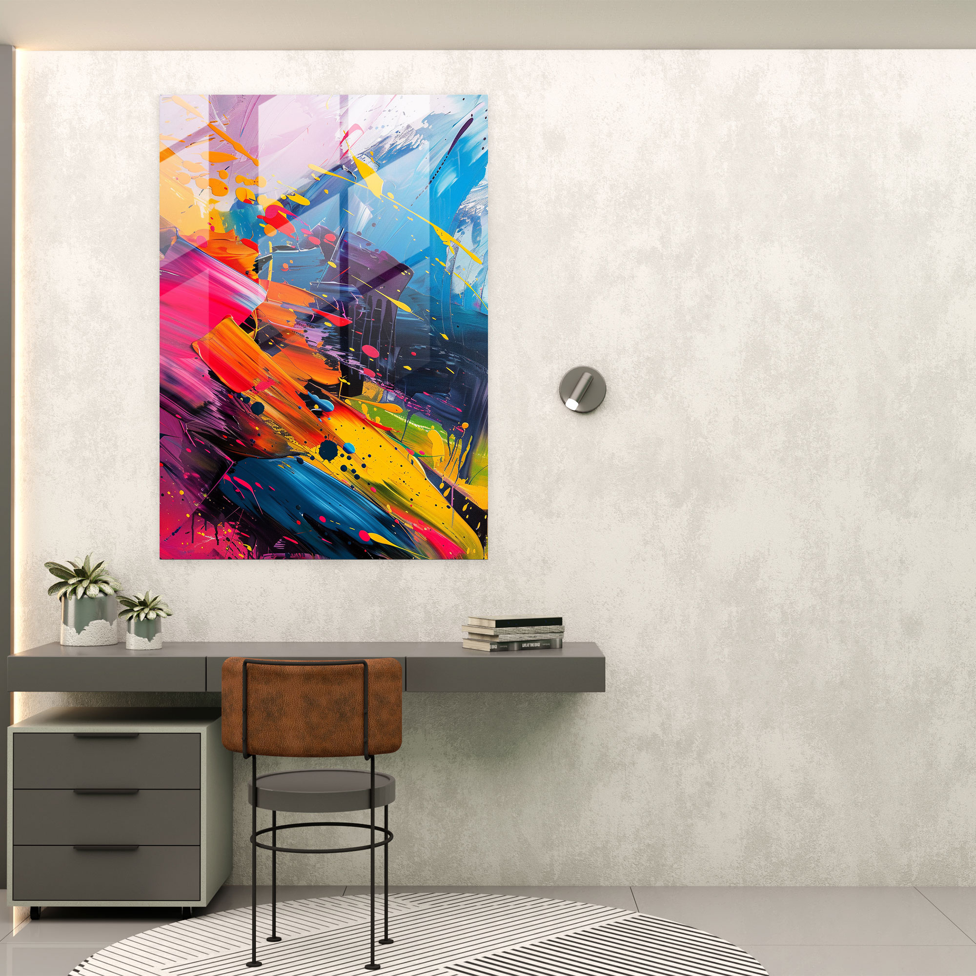 Action Painting Glass Print - Action Painting, Wall Decoration, Glass Art, Action Painting
