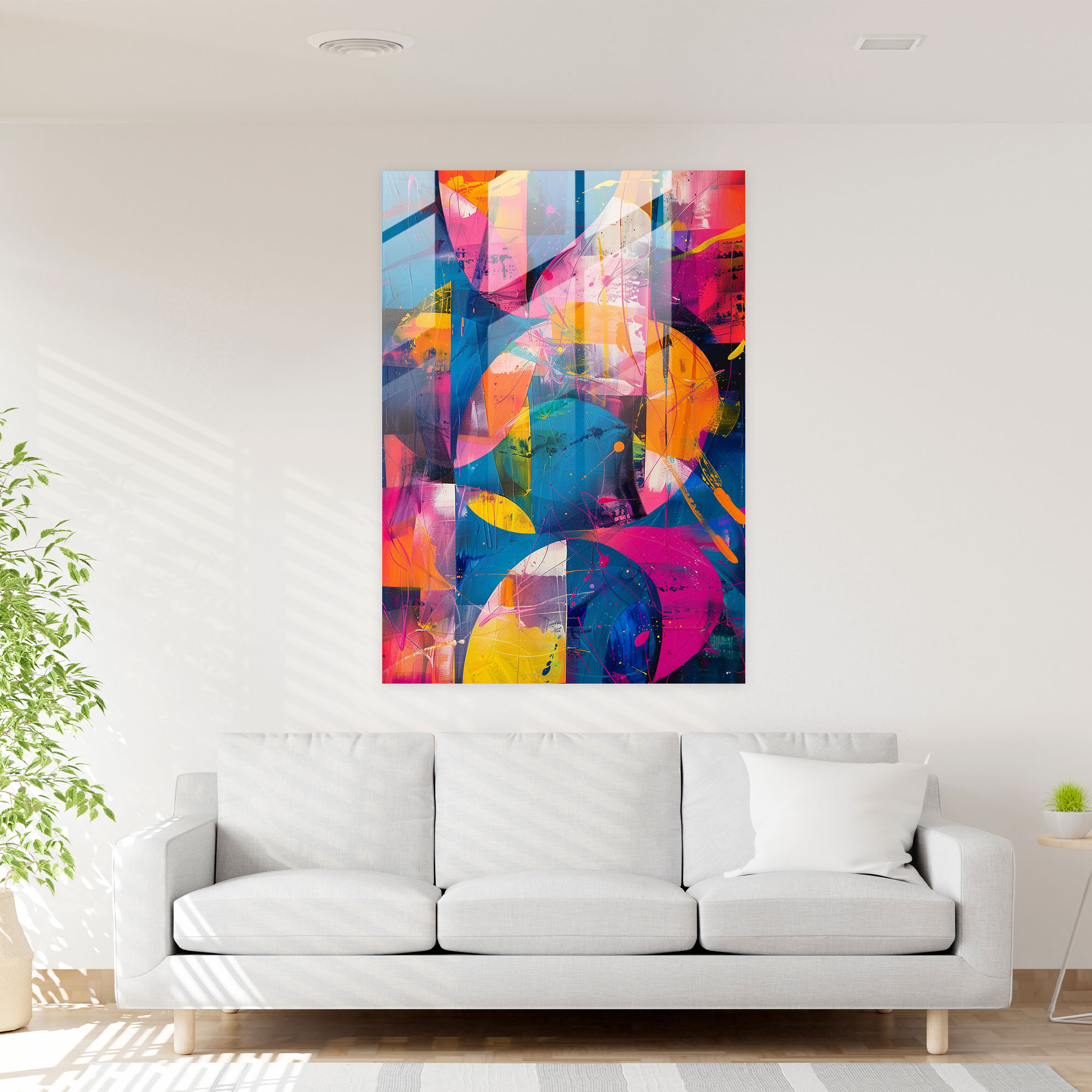 Action Painting Glass Print - Action Painting, Modern Art, Glass Wall Art, Home Decoration