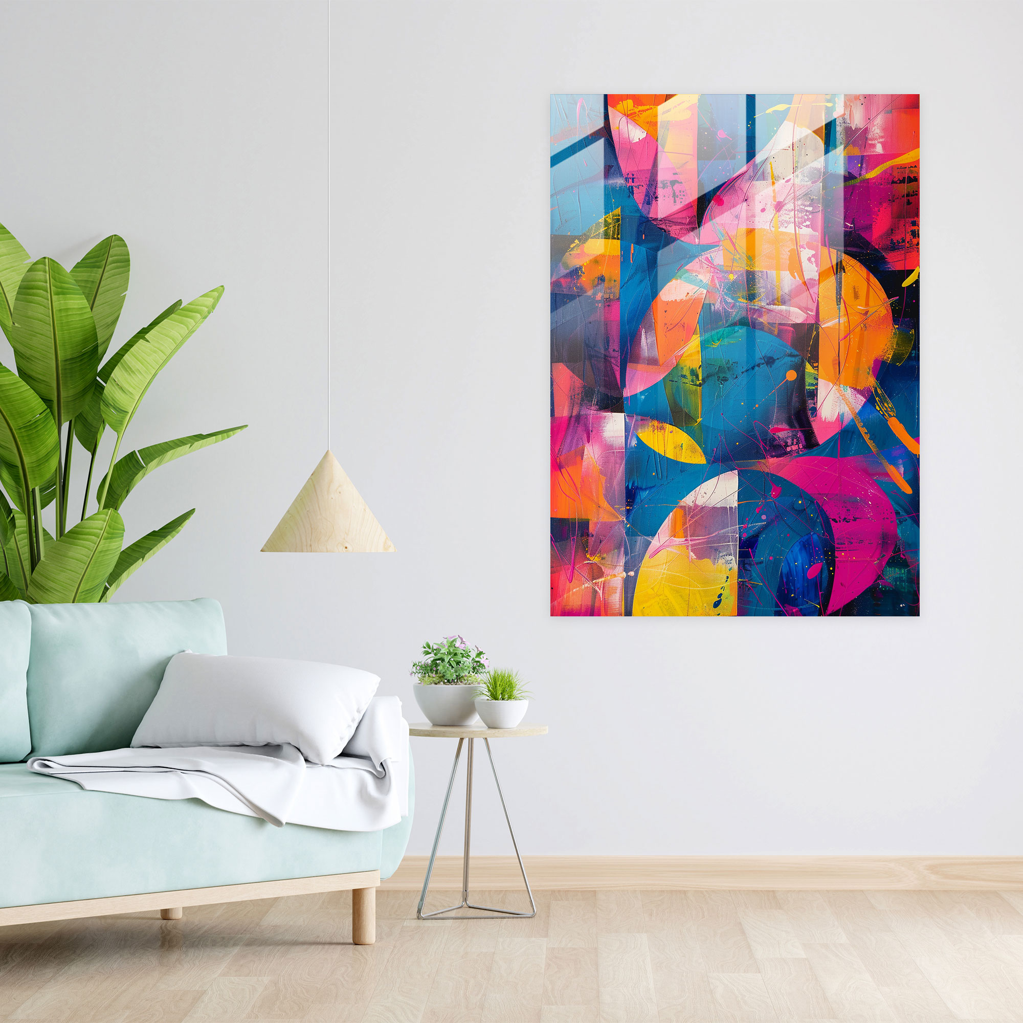 Action Painting Glass Print - Action Painting, Modern Art, Glass Wall Art, Home Decoration