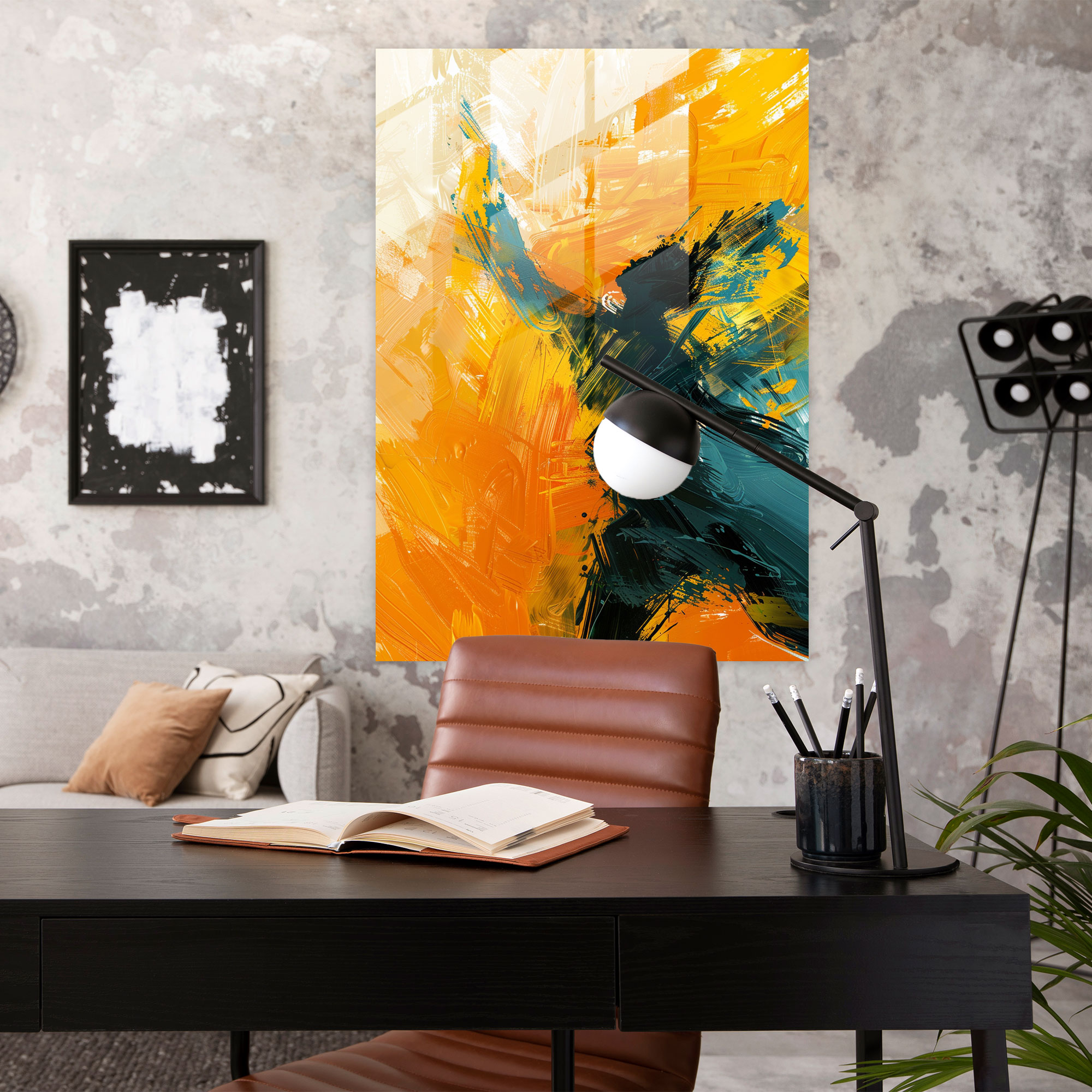 Dynamic Action Painting Glass Wall Art - Action Painting, Wall Decoration, Modern Art, Glass Wall Art