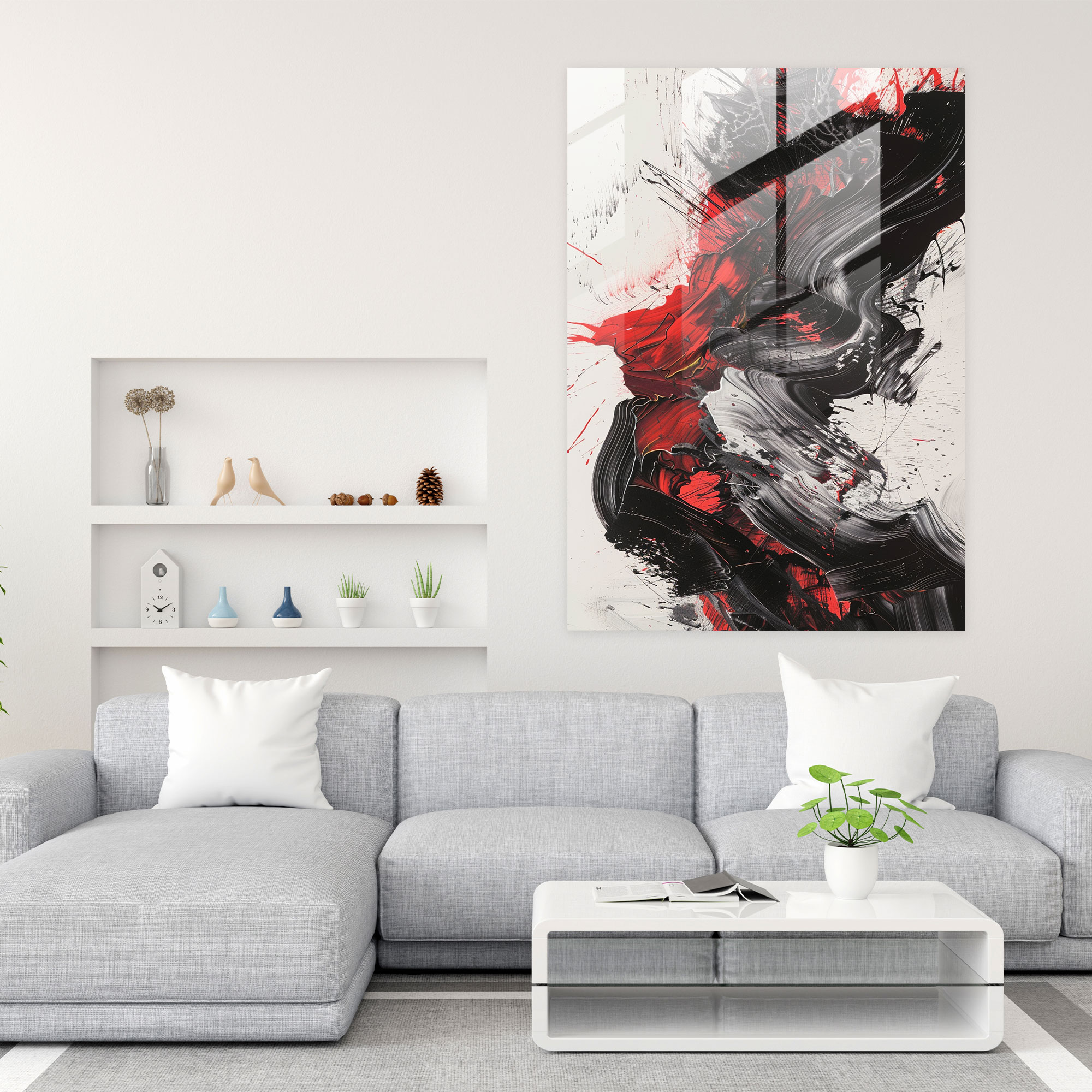 Expressive Action Painting Glass Wall Art - Action Painting, Modern Art, Glass Wall Art, Wall Decoration