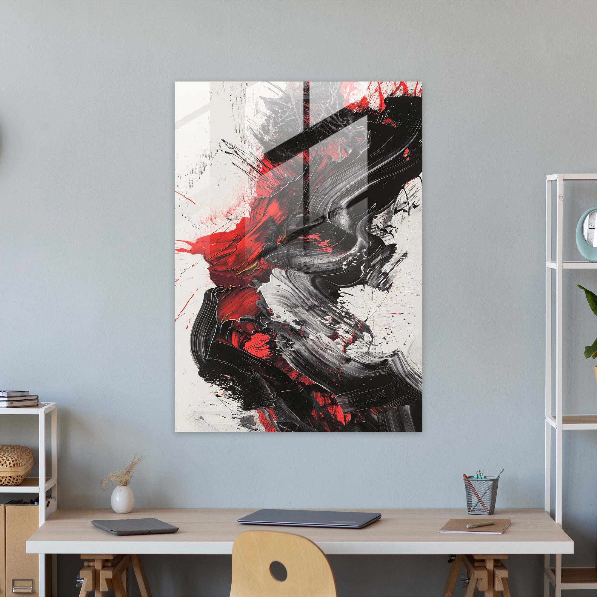 Expressive Action Painting Glass Wall Art - Action Painting, Modern Art, Glass Wall Art, Wall Decoration