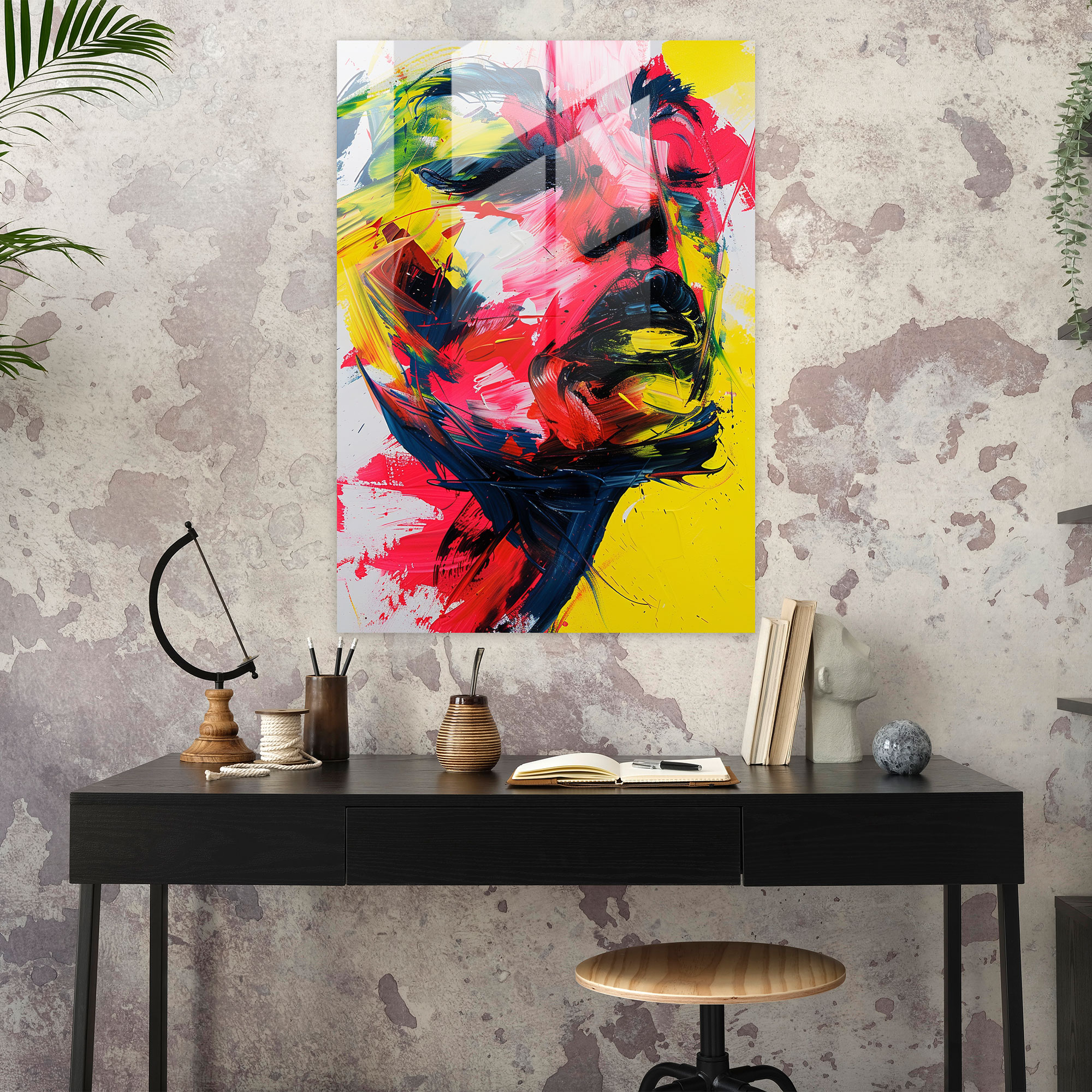Bold Action Painting Glass Print - Action Painting, Modern Art, Home Decoration, Wall Decoration