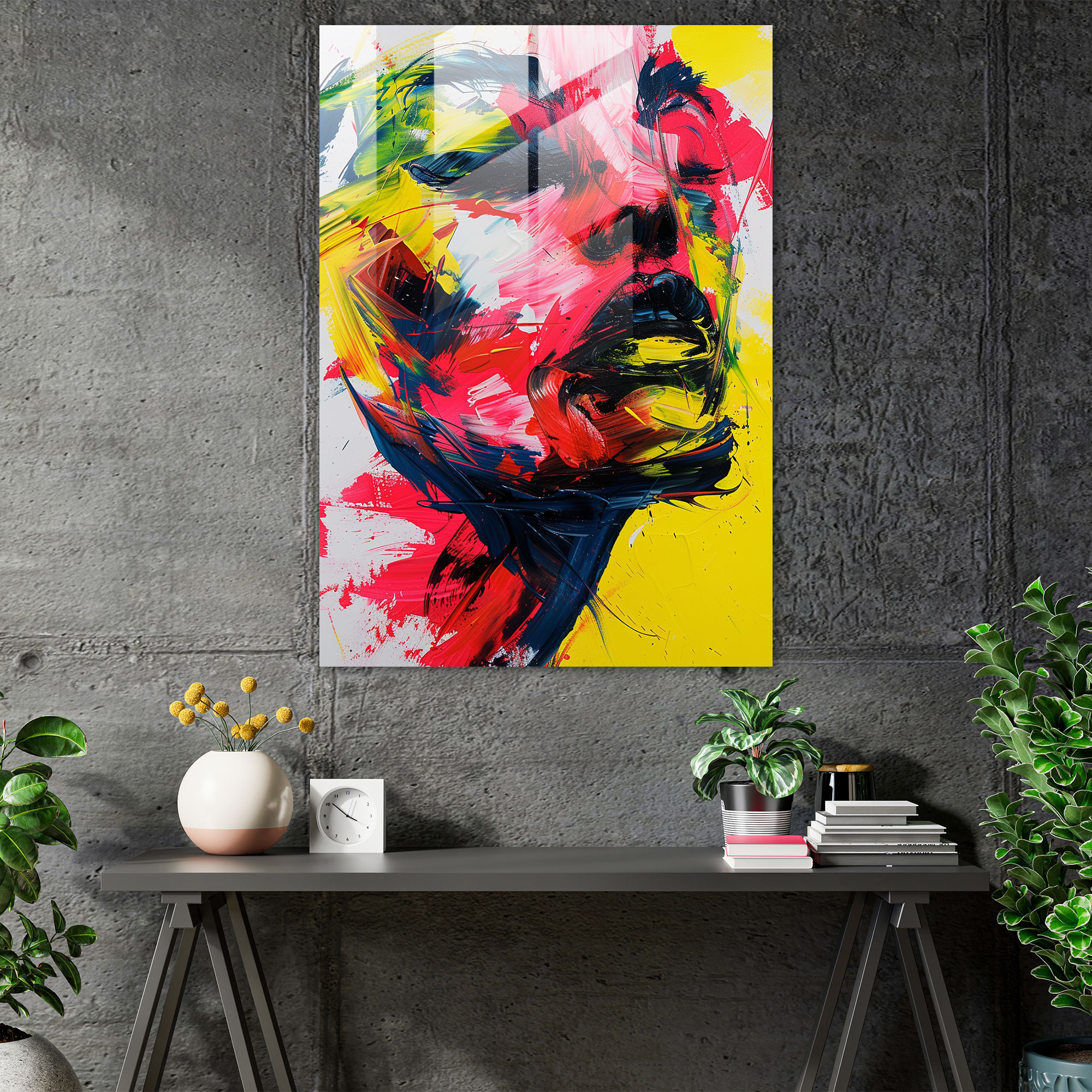 Bold Action Painting Glass Print - Action Painting, Modern Art, Home Decoration, Wall Decoration