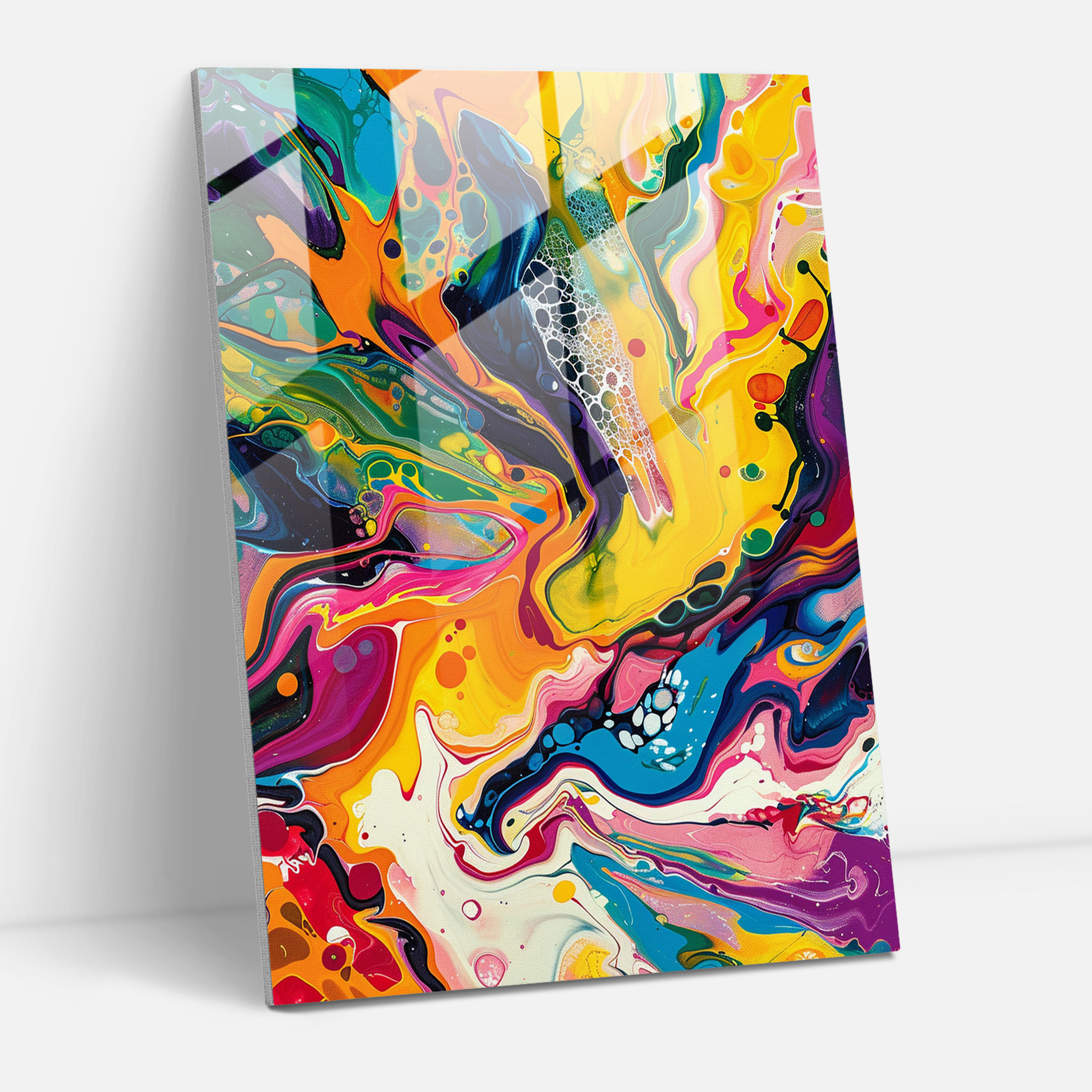 Action Painting Glass Print - Action Painting, Colorful, Glass Print, Abstract