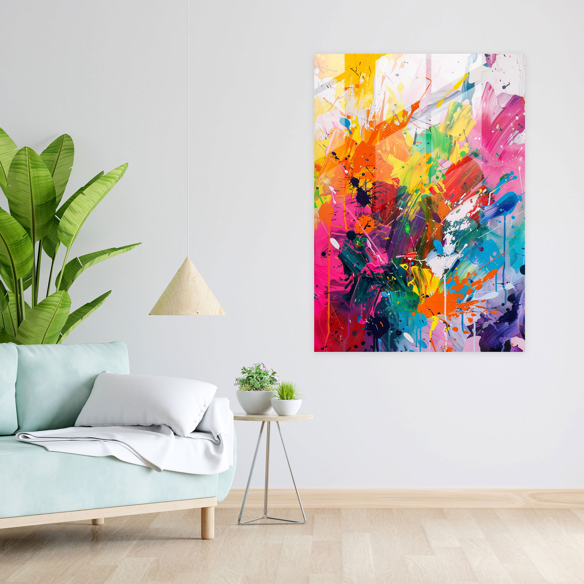 Expressive Action Painting Glass Art - Action Painting, Chaotic, Expressive, Splashes