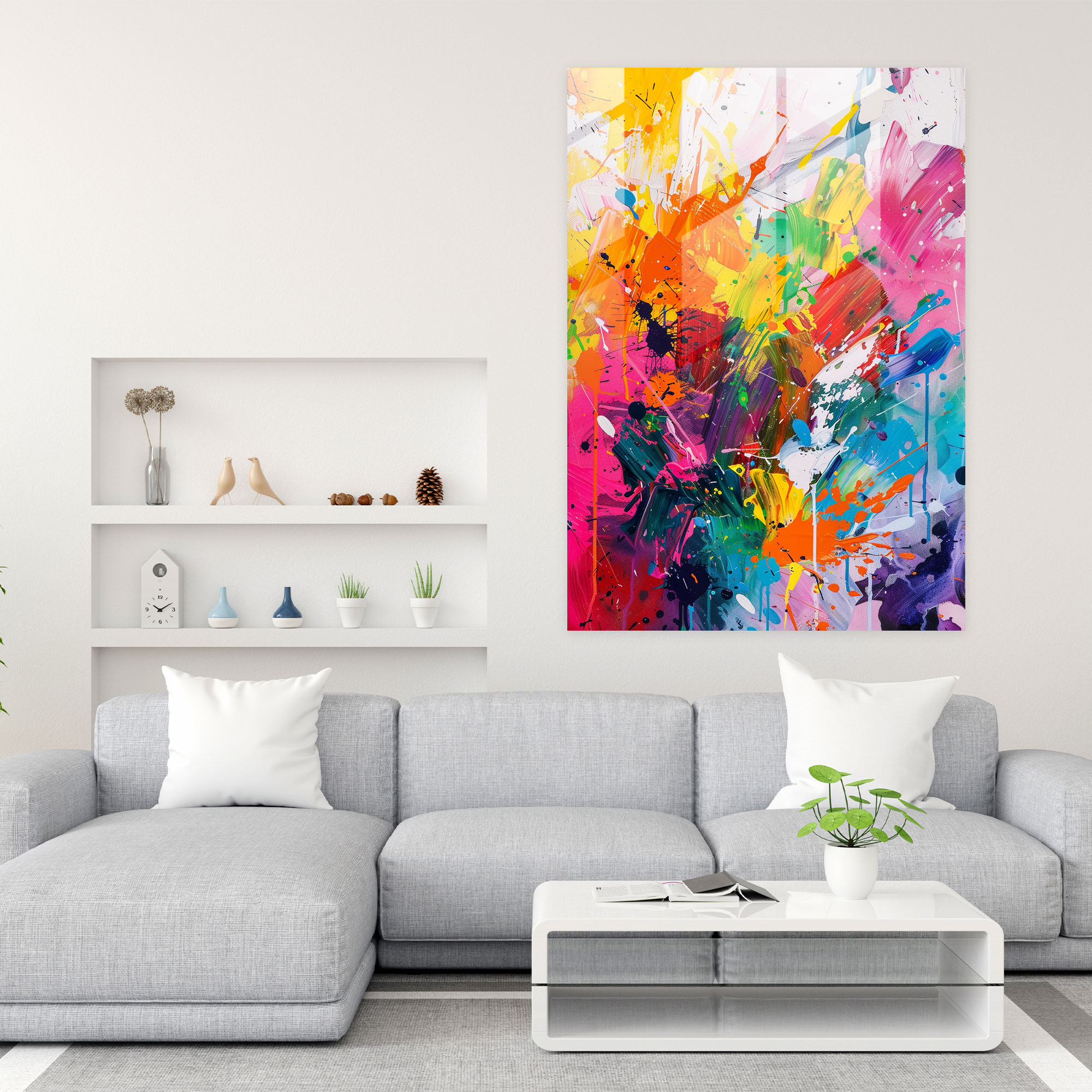 Expressive Action Painting Glass Art - Action Painting, Chaotic, Expressive, Splashes