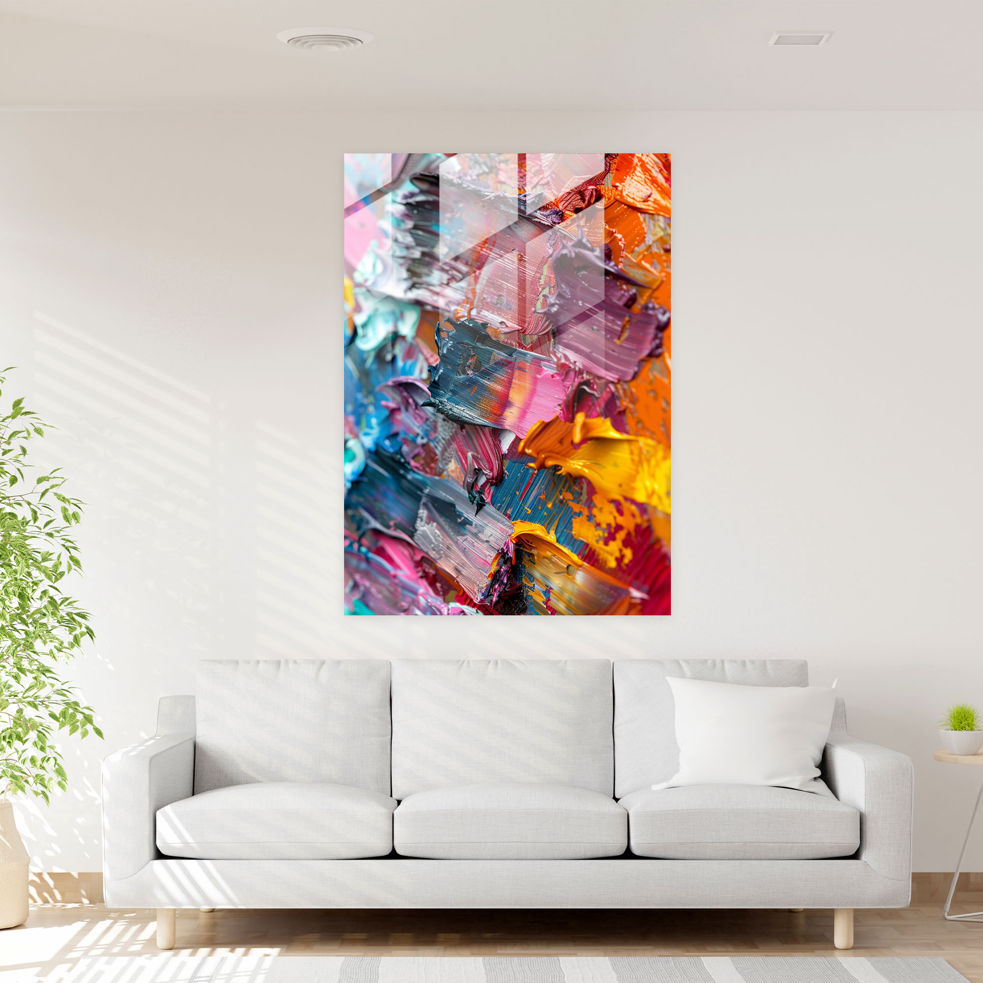 Abstract Action Painting Home Decoration - Action Painting, Textured Paint, Wall Decoration, Glass Art