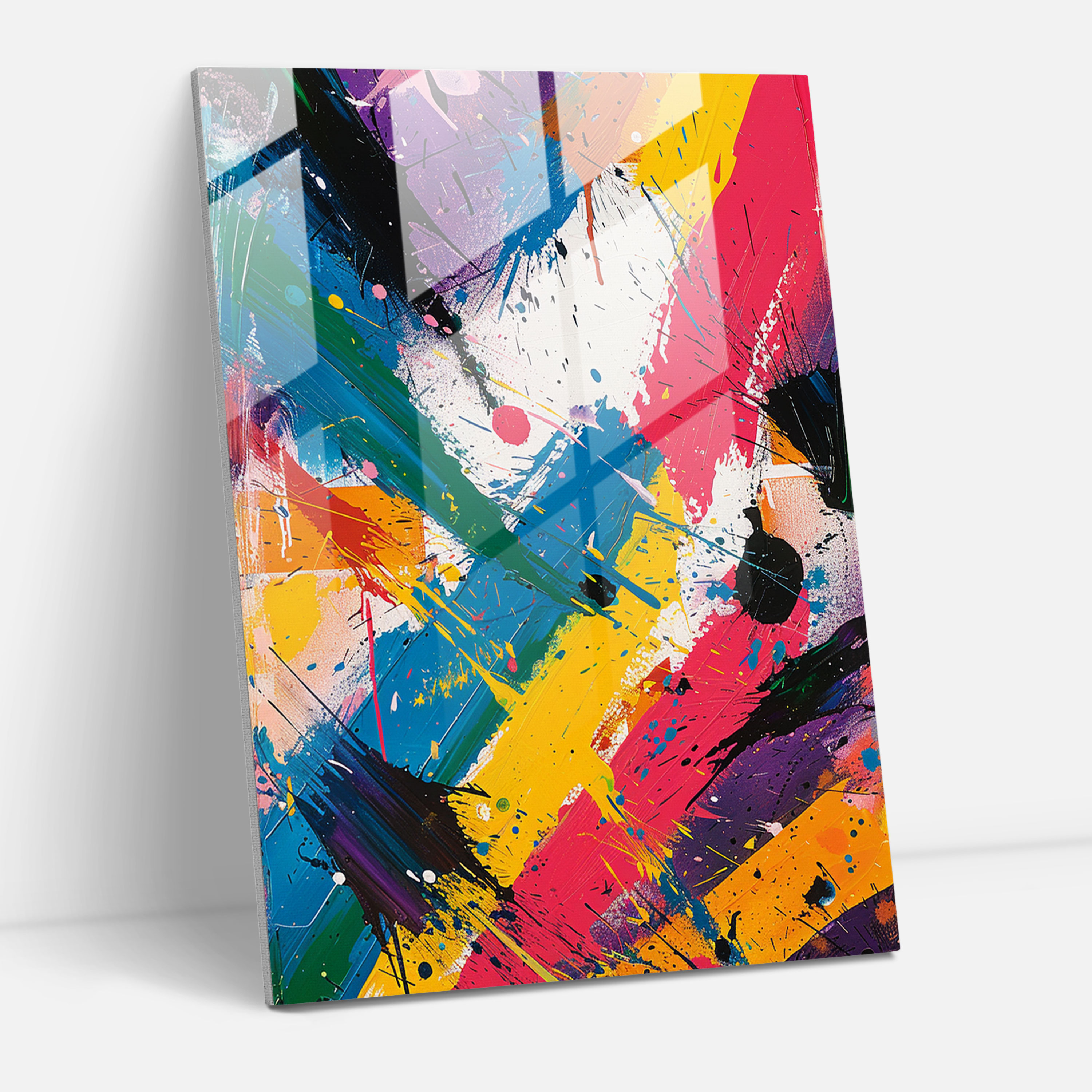 Lively Action Painting Wall Decoration - Action Painting, Glass Wall Art, Glass Print, Modern Art