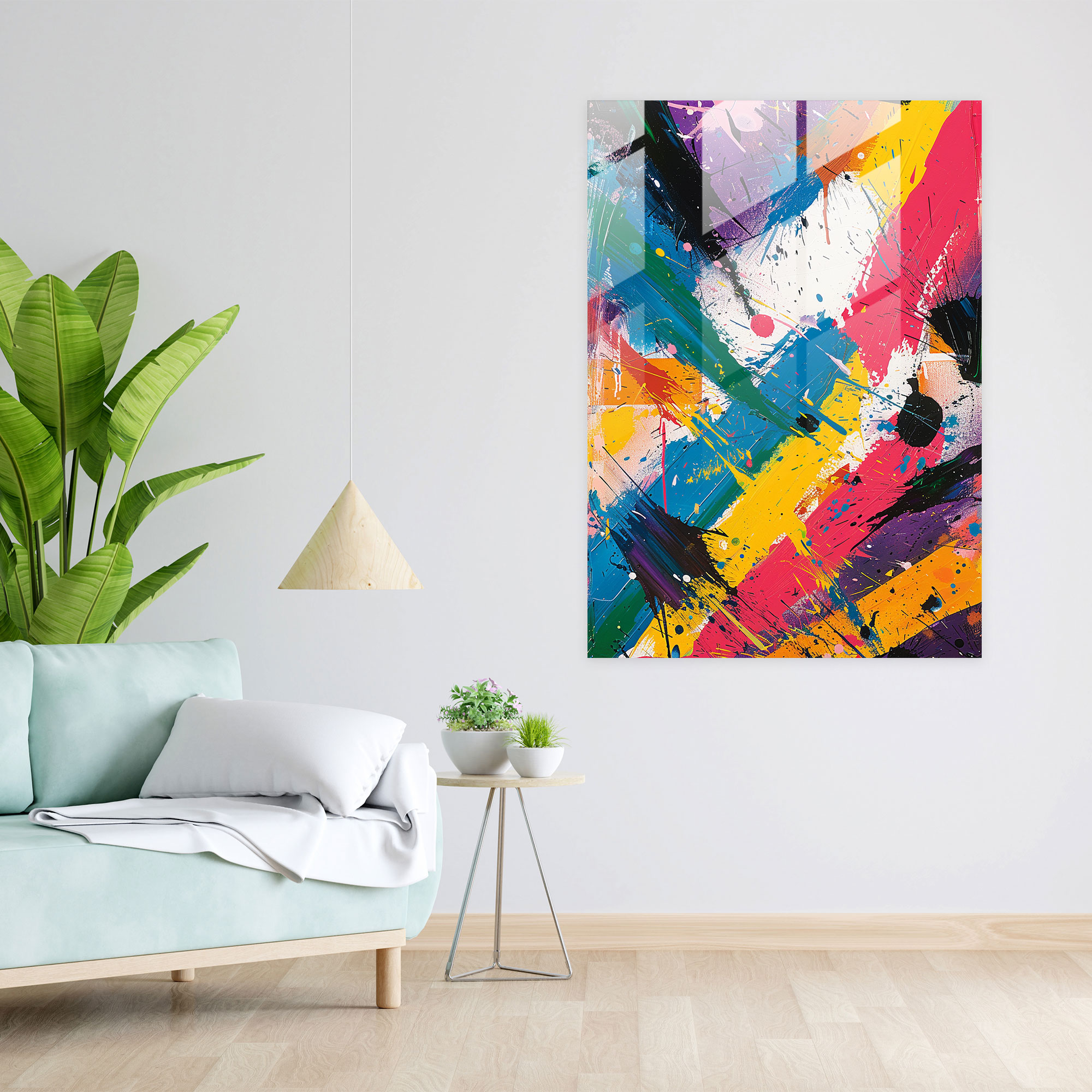 Lively Action Painting Wall Decoration - Action Painting, Glass Wall Art, Glass Print, Modern Art