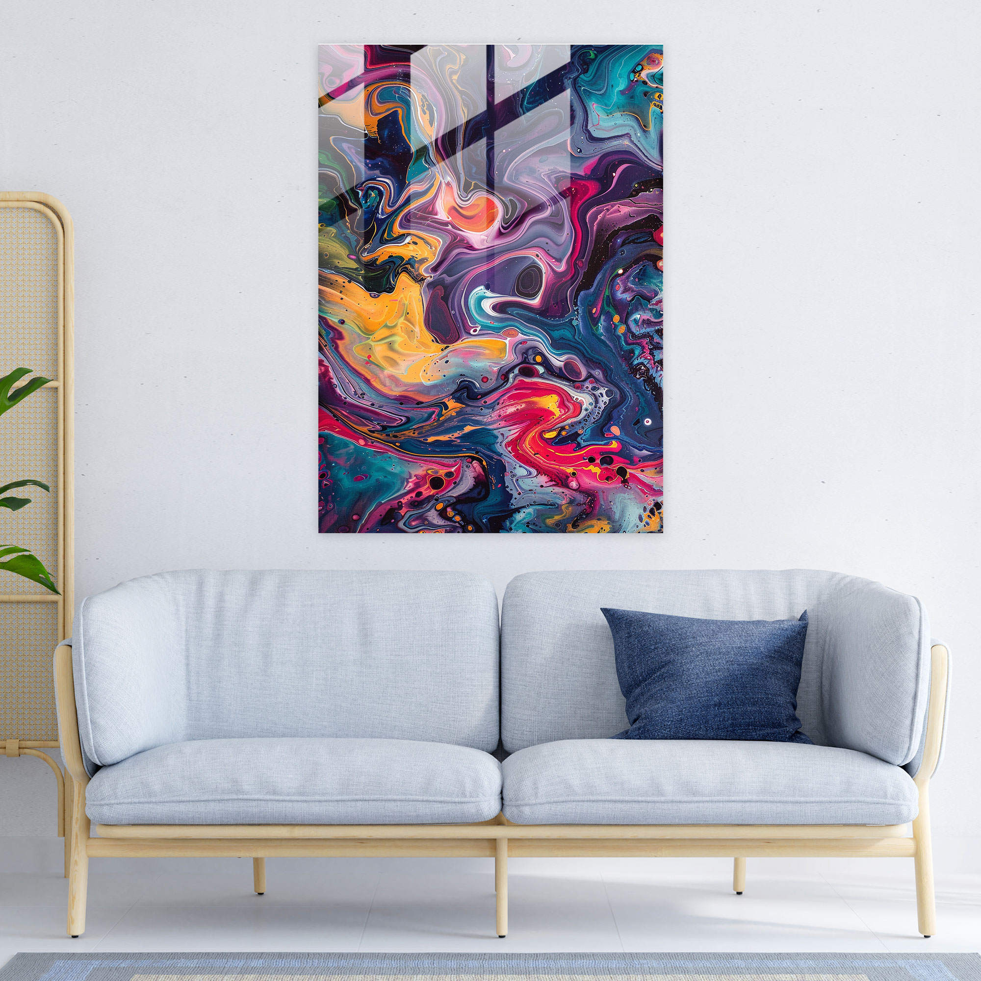 Mesmerizing Swirls Action Painting Glass Wall Art - Action Painting, Glass Print, Action Painting, Lines