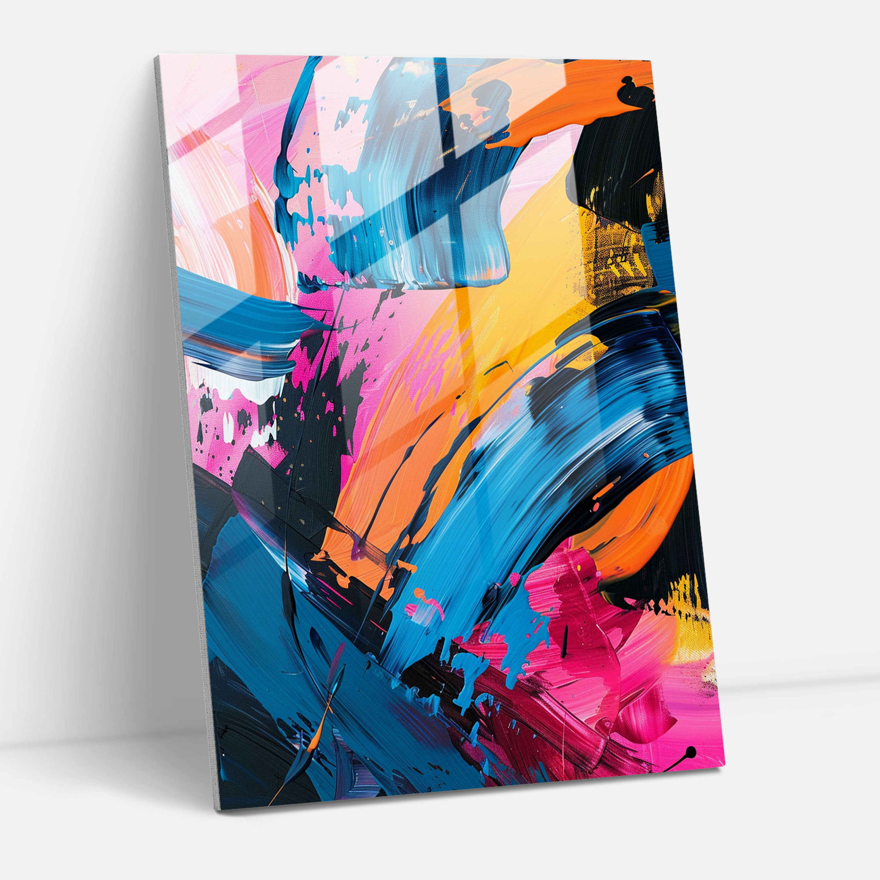 Action Painting Glass Print - Action Painting, Home Decoration, Wall Decoration, Glass Wall Art