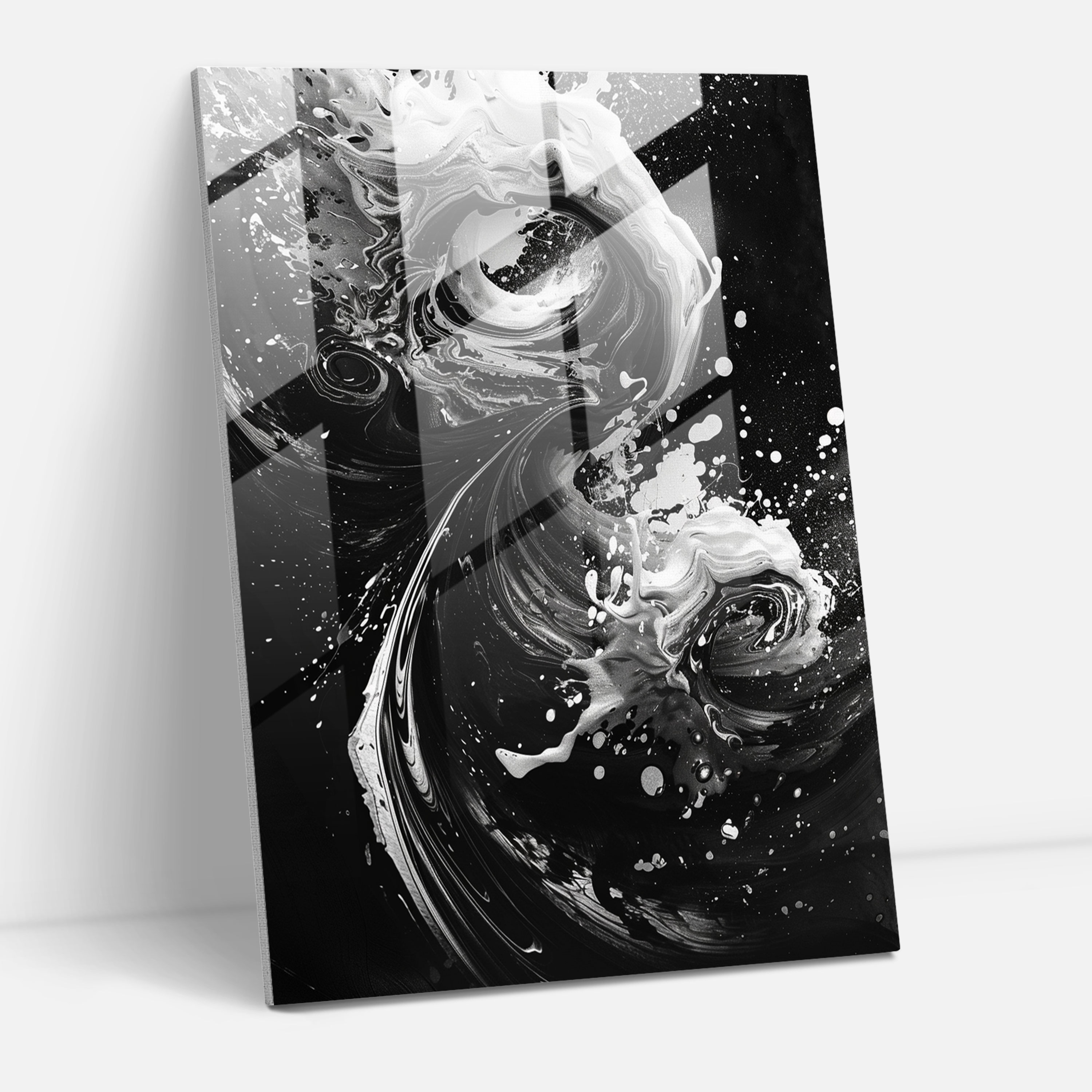 Energetic Swirls Glass Wall Art - Action Painting, Home Decoration, Glass Print, Wall Decoration