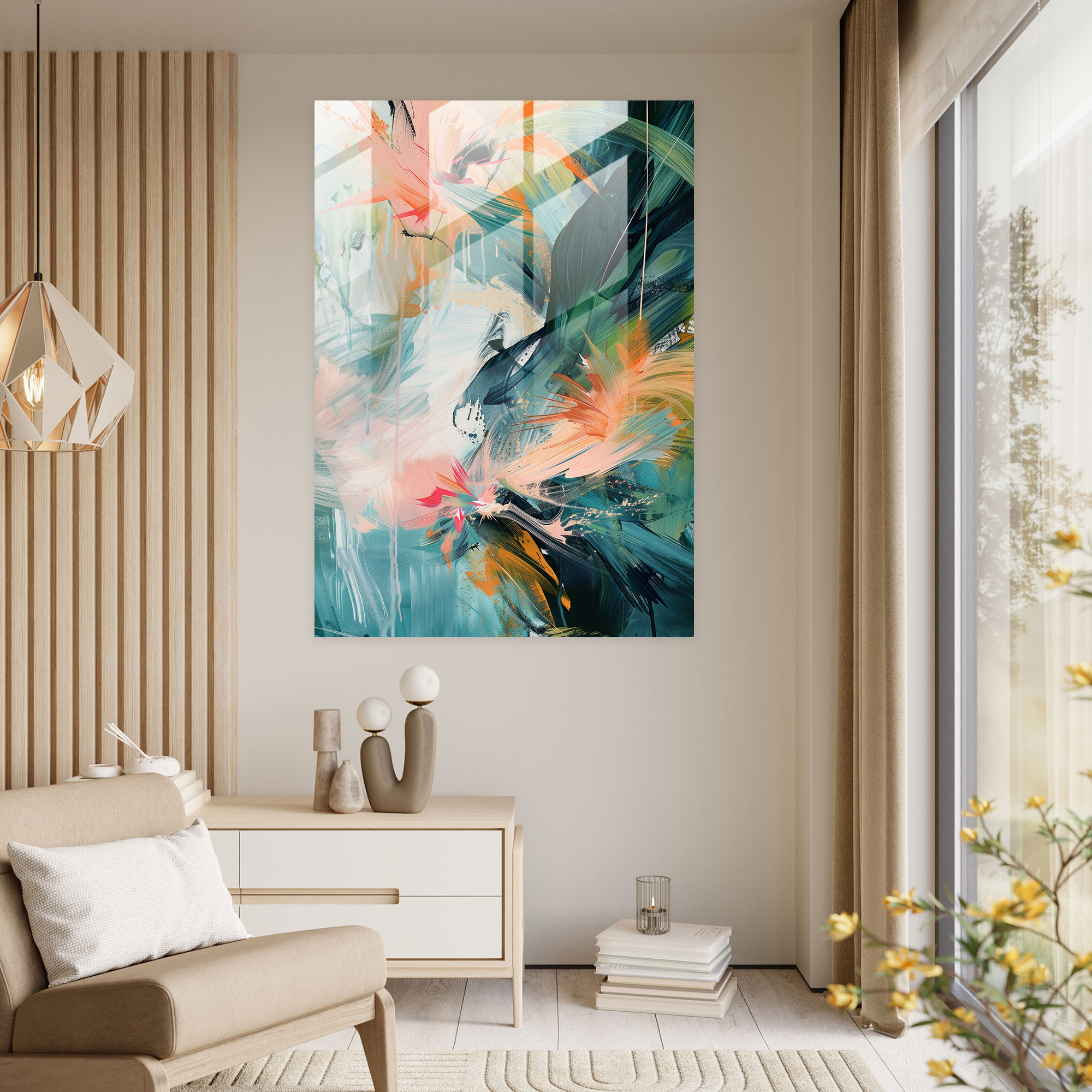 Pastel Fluidity Glass Wall Art - Action Painting, Action Painting, Modern Art, Glass Print