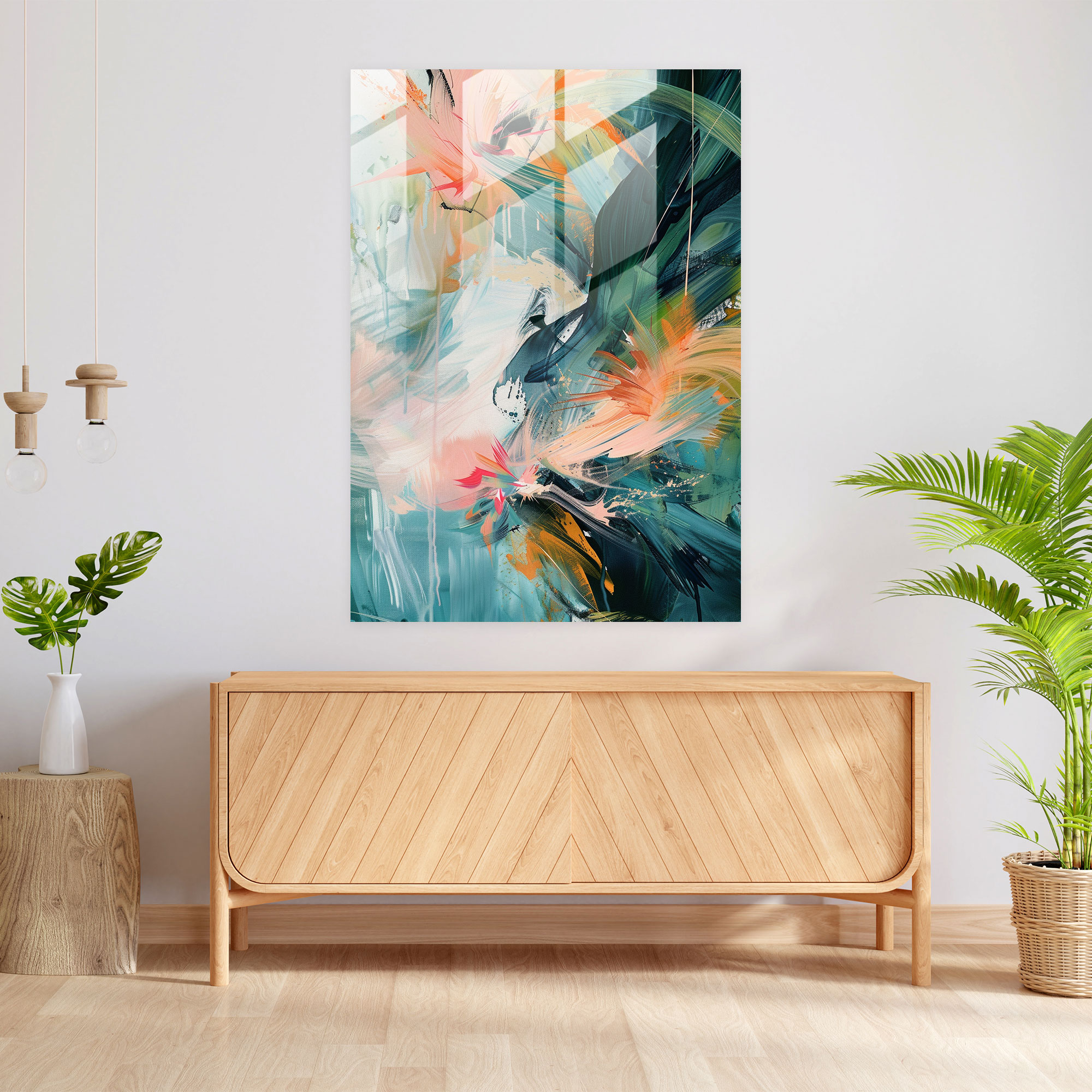 Pastel Fluidity Glass Wall Art - Action Painting, Action Painting, Modern Art, Glass Print