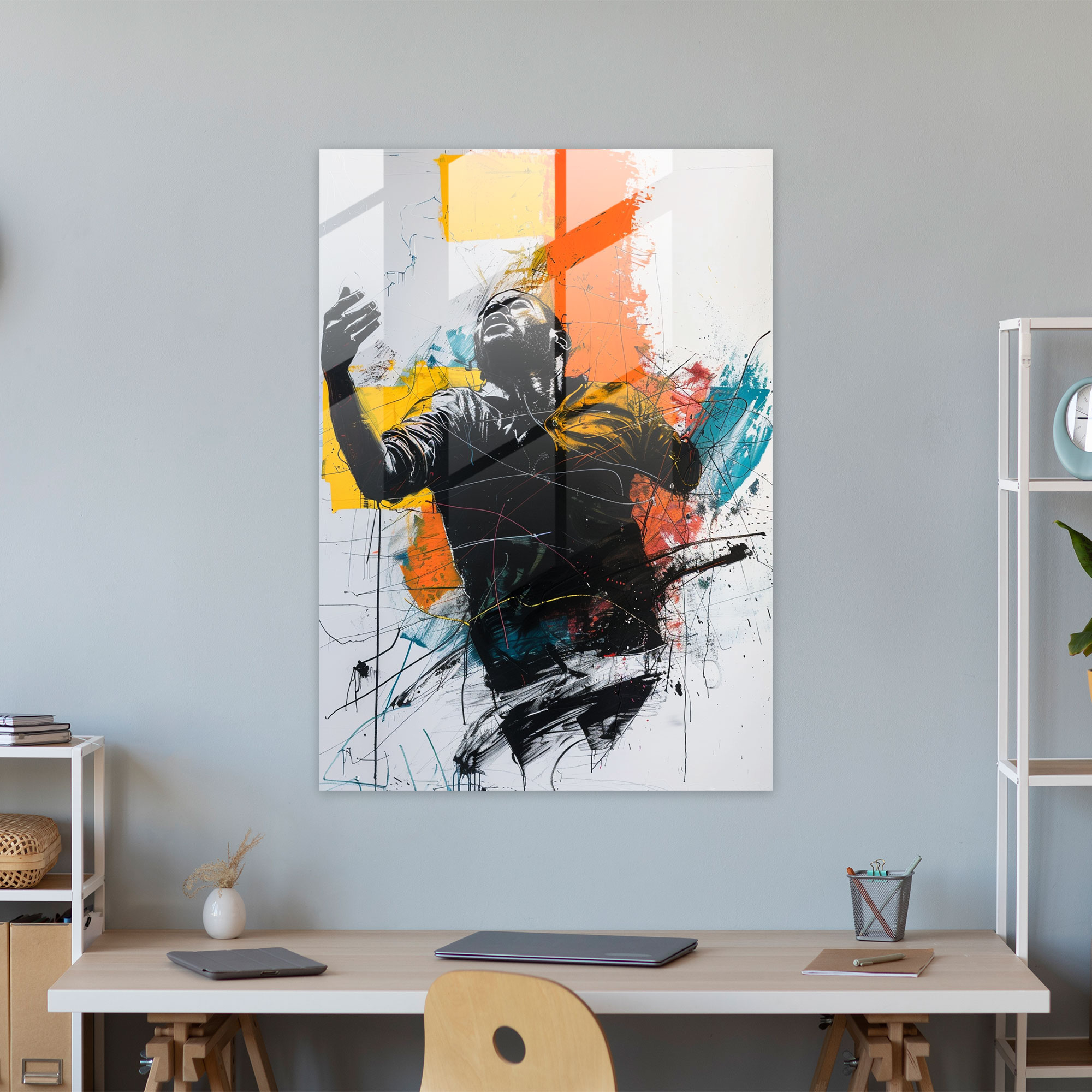 Expressive Gestures Glass Print - Action Painting, Glass Print, Home Decoration, Glass Wall Art
