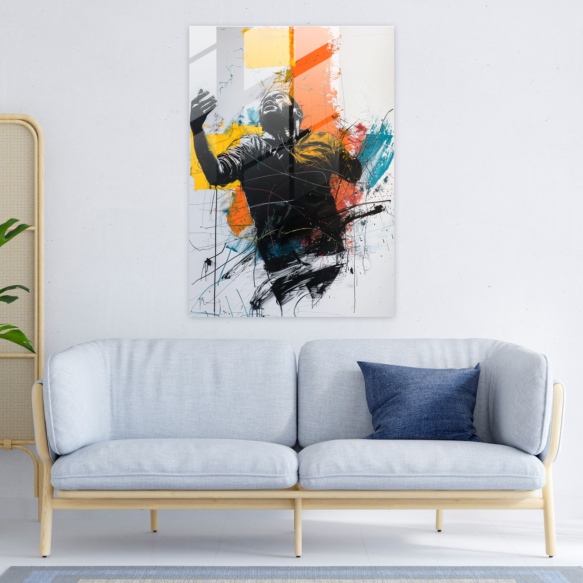 Expressive Gestures Glass Print - Action Painting, Glass Print, Home Decoration, Glass Wall Art