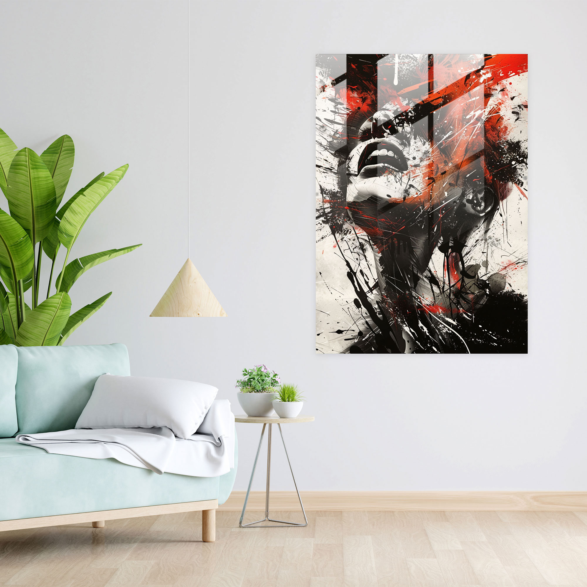 Metallic Splatters Glass Print - Action Painting, Glass Print, Home Decoration, Wall Decoration
