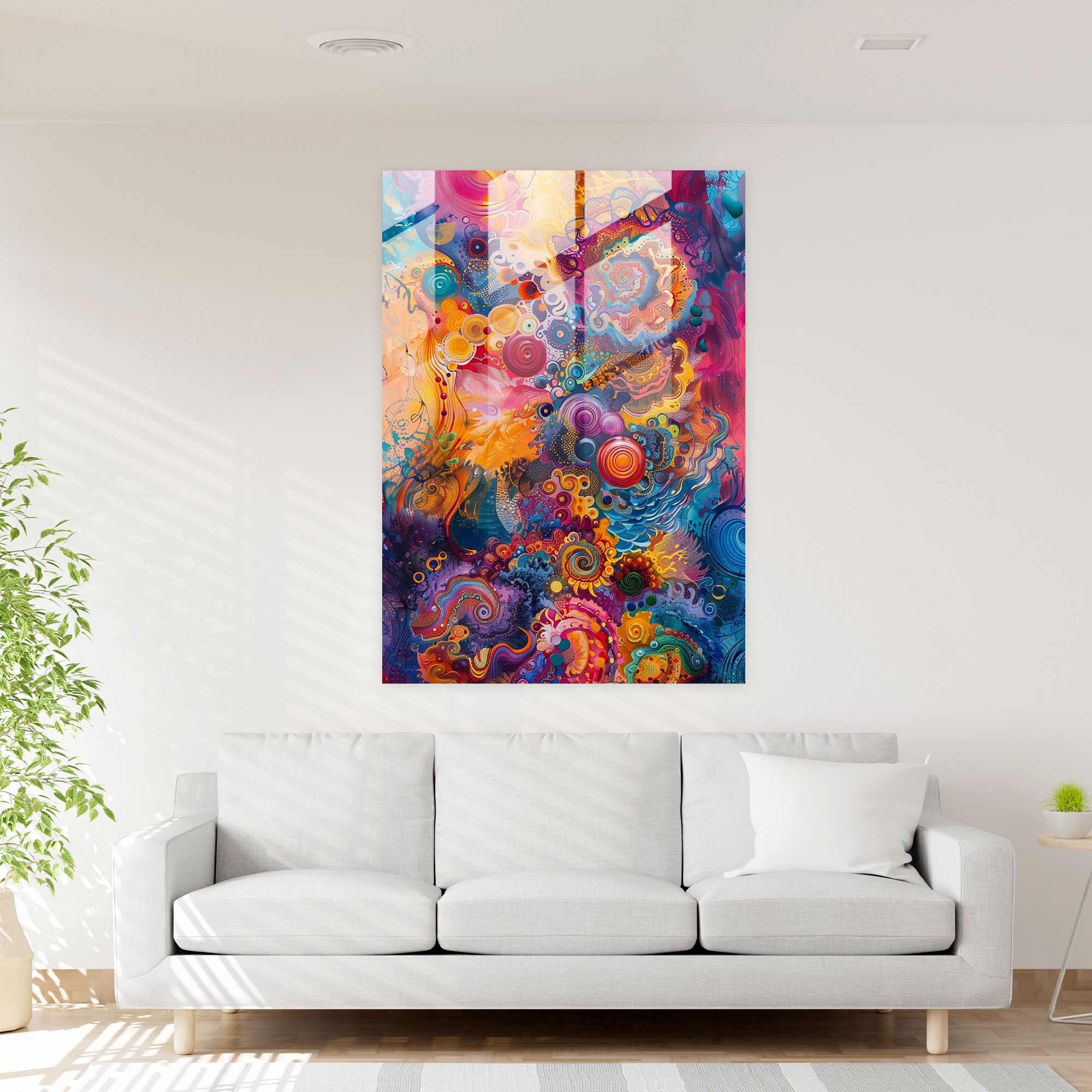 Intricate Swirls Glass Wall Art - Action Painting, Glass Print, Glass Wall Art, Wall Decoration