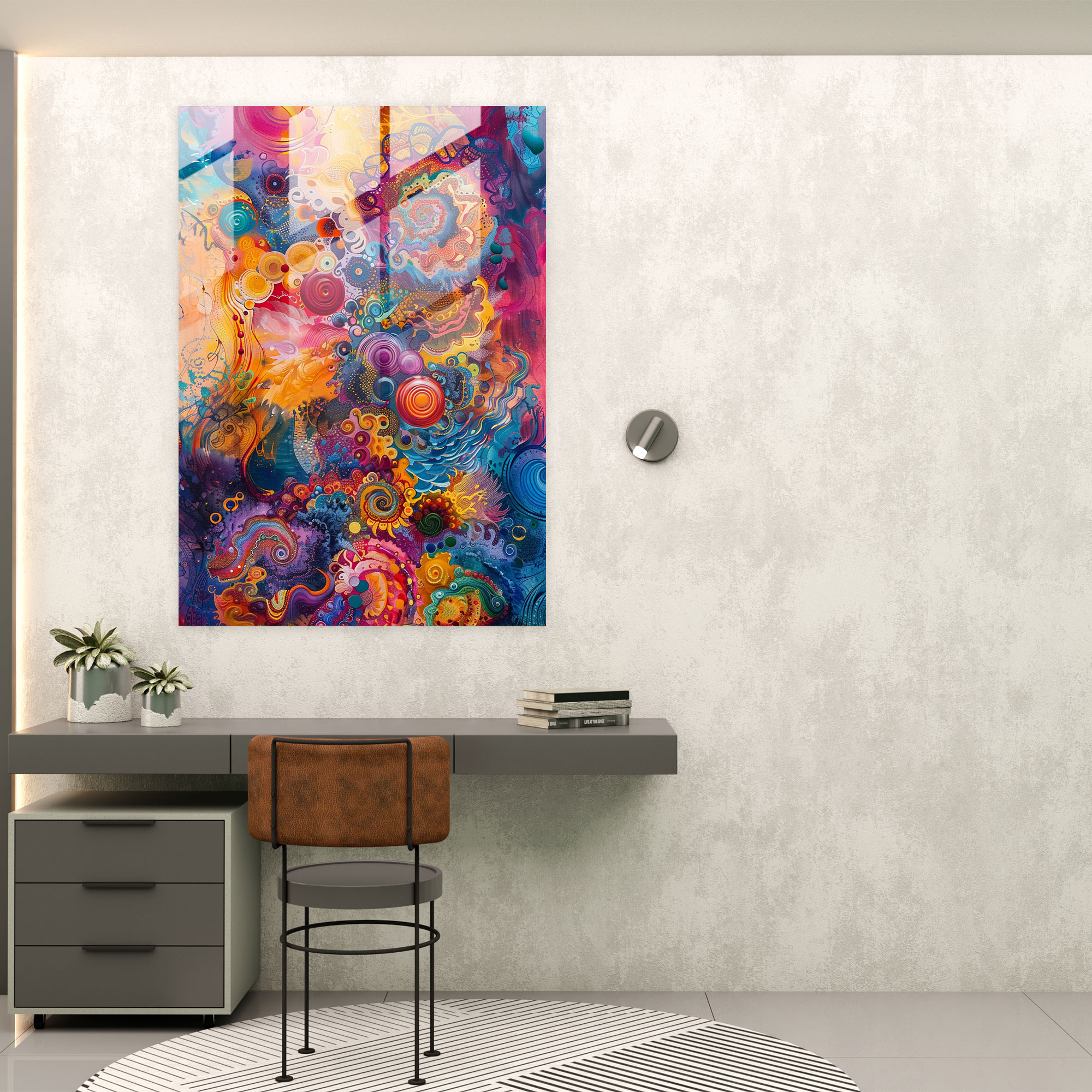 Intricate Swirls Glass Wall Art - Action Painting, Glass Print, Glass Wall Art, Wall Decoration