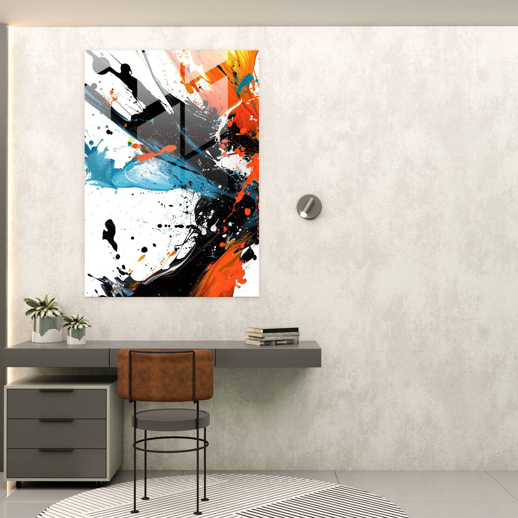 Abstract Splashes Glass Print - Action Painting, Modern Art, Wall Decoration, Home Decoration