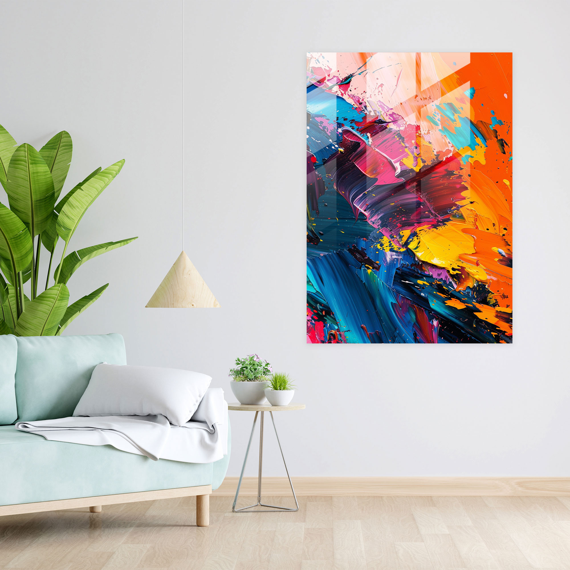 Action Painting Glass Print - Action Painting, Action Painting, Home Decoration, Glass Wall Art