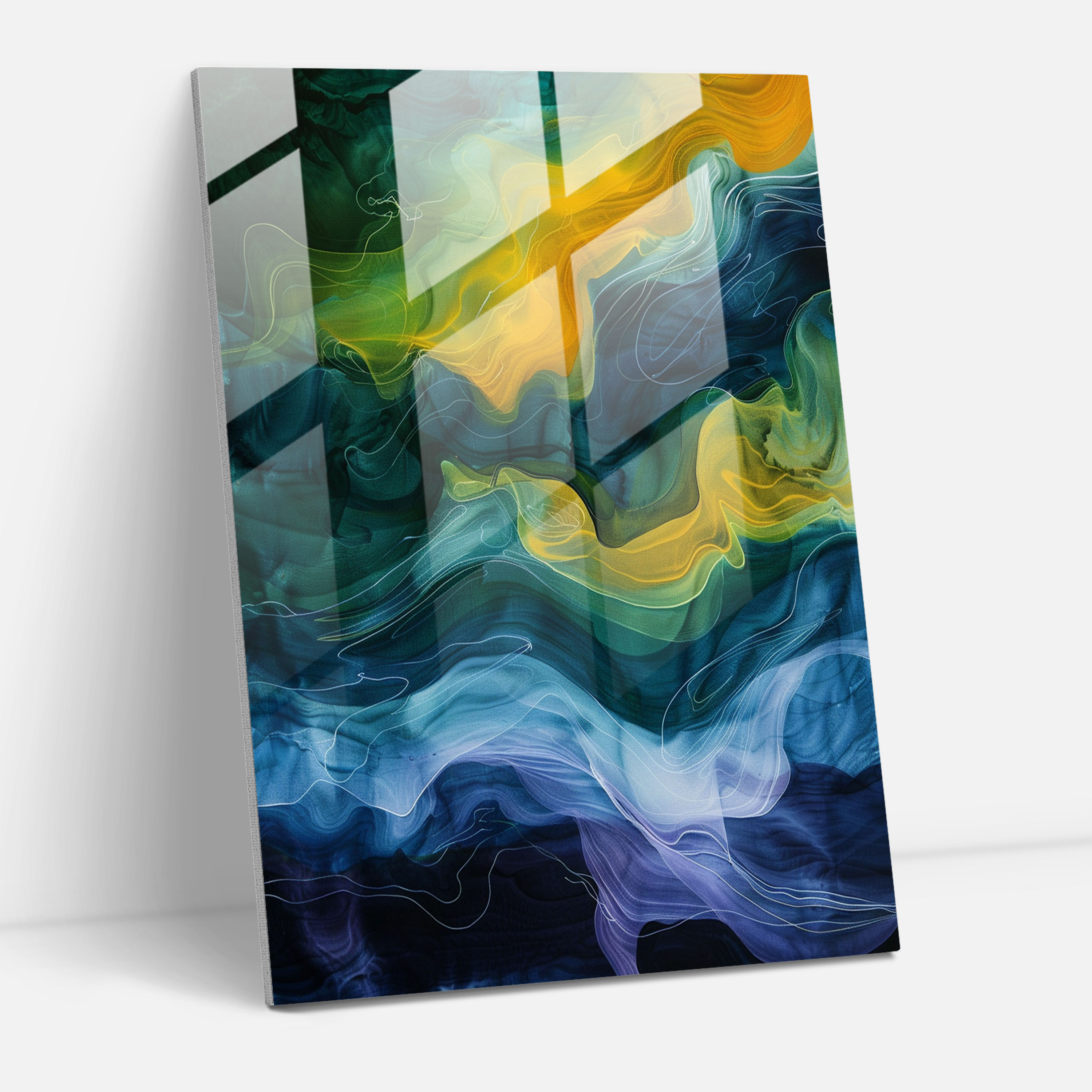 Abstract Action Painting Glass Wall Art - Action Painting, Action Painting, Modern Art, Glass Wall Art