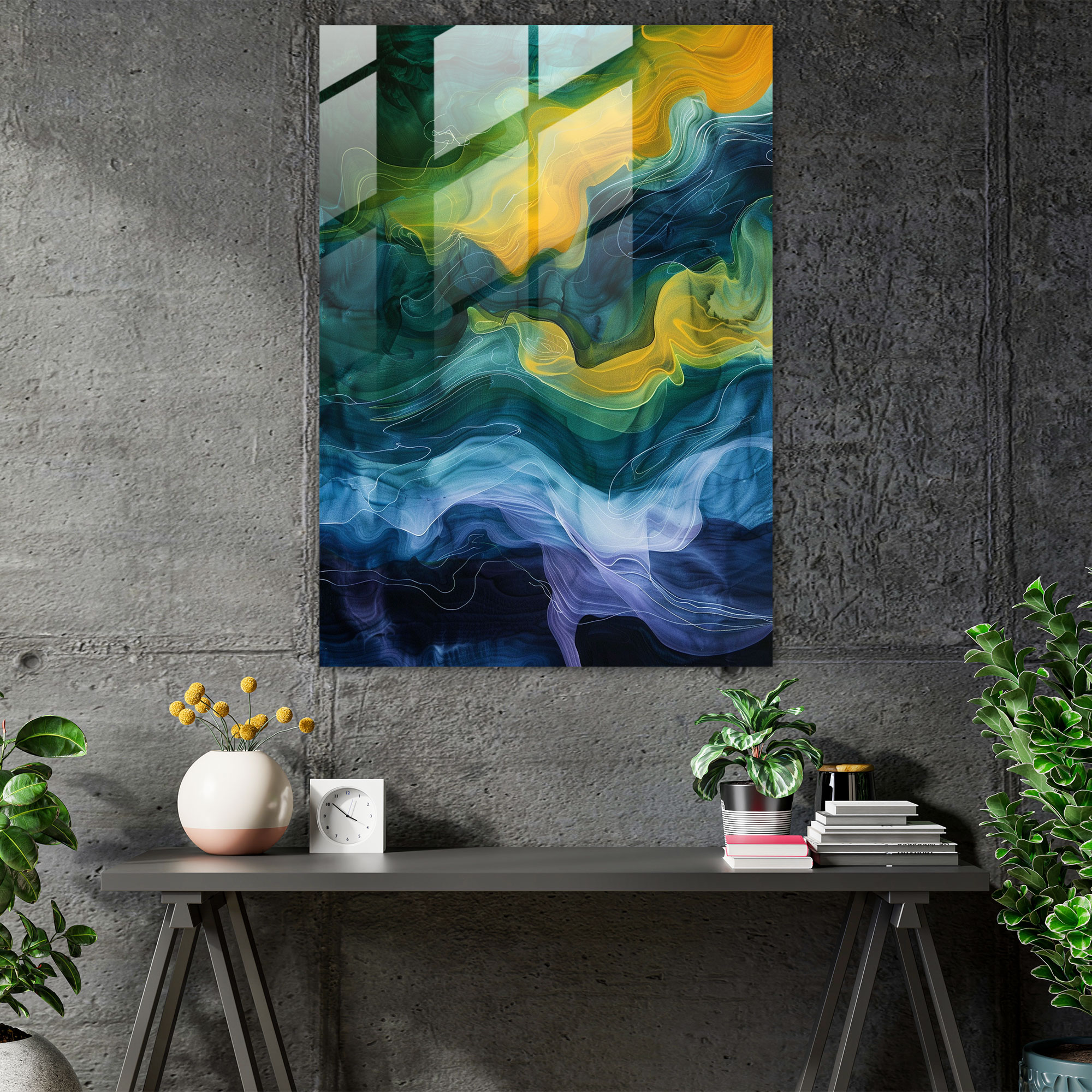Abstract Action Painting Glass Wall Art - Action Painting, Action Painting, Modern Art, Glass Wall Art
