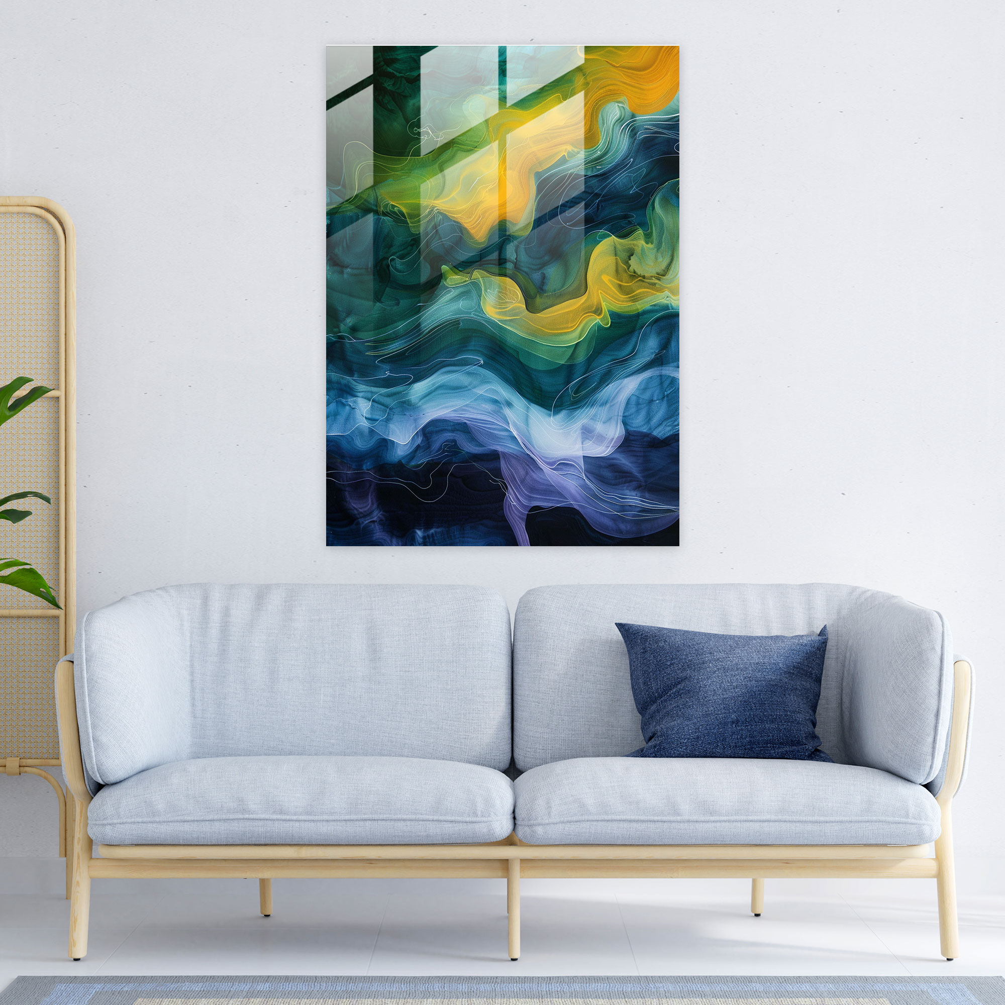 Abstract Action Painting Glass Wall Art - Action Painting, Action Painting, Modern Art, Glass Wall Art