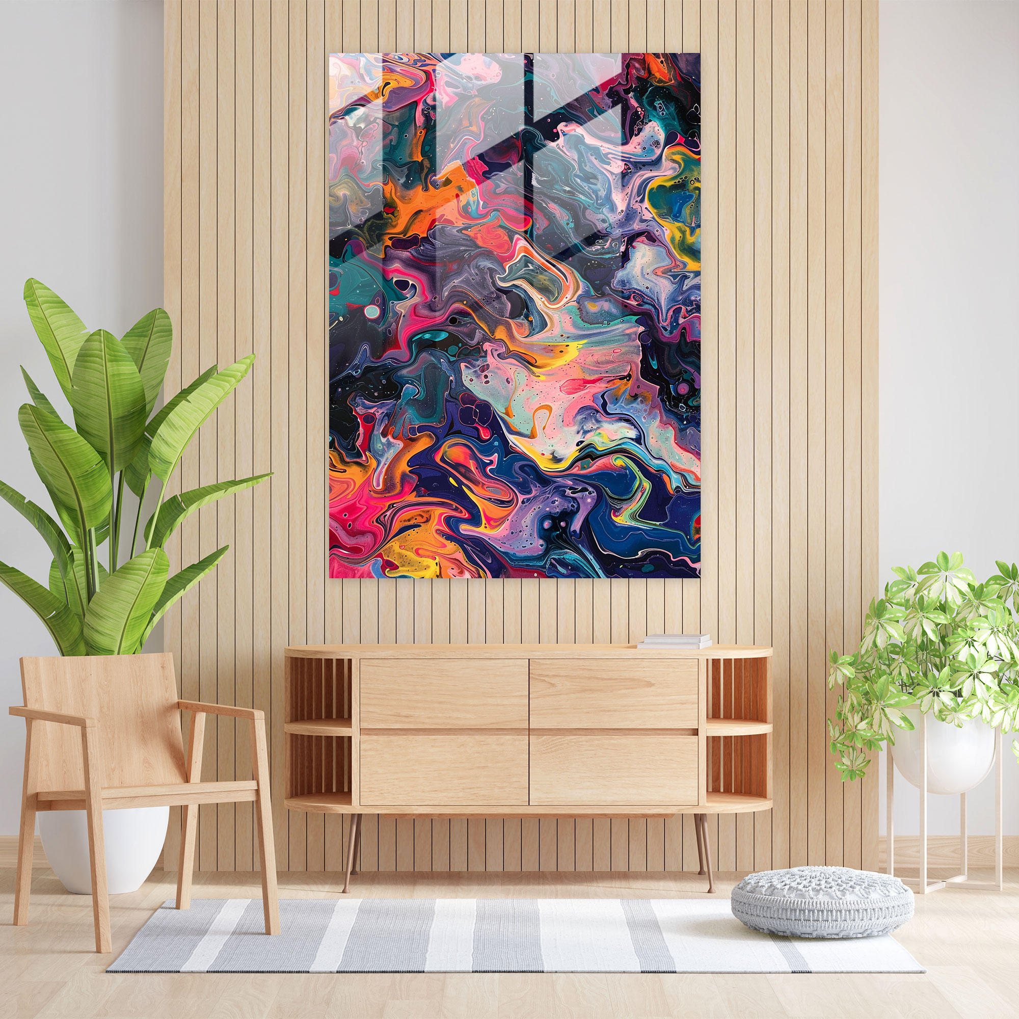 Intricate Action Painting Glass Print - Action Painting, Home Decoration, Glass Print, Action Painting