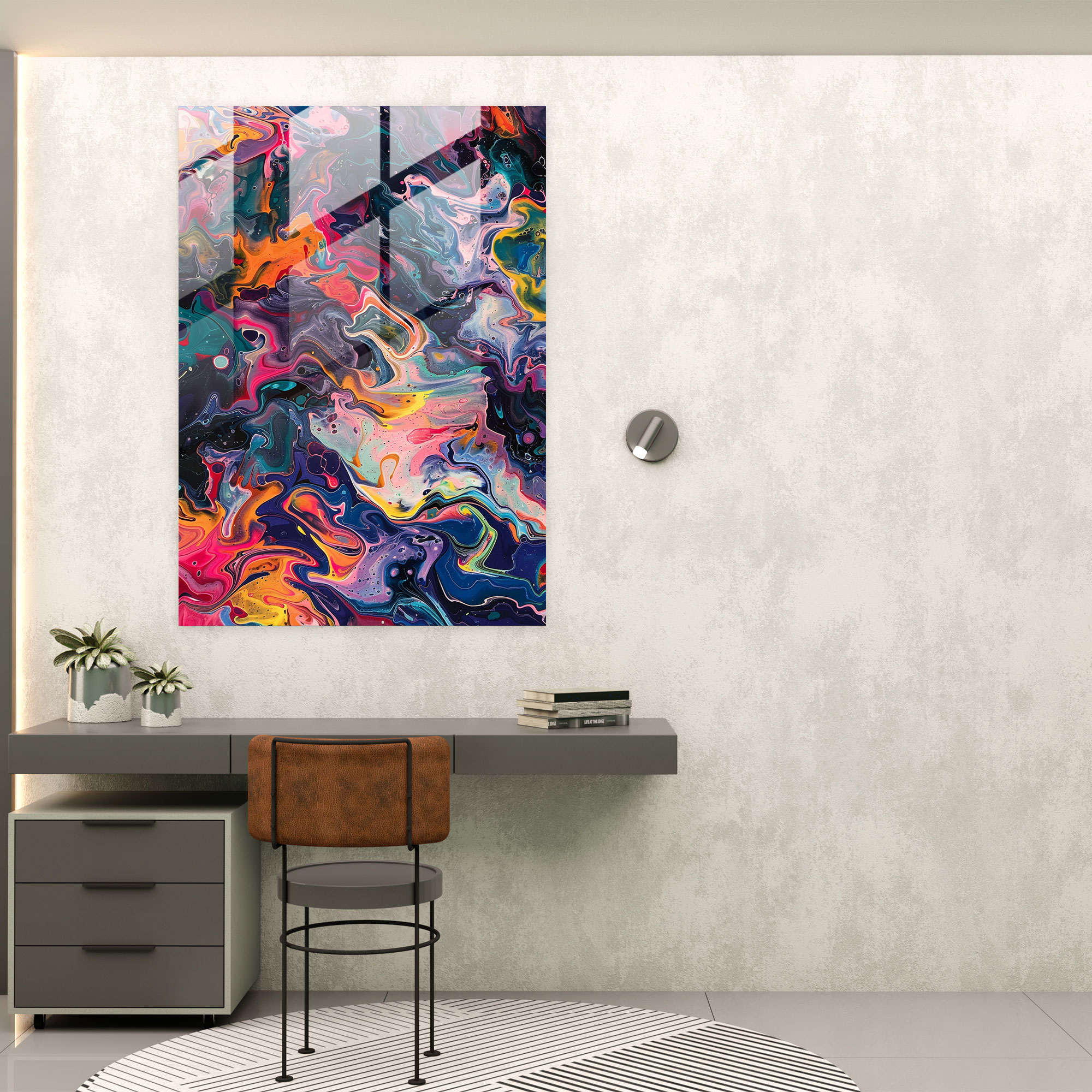 Intricate Action Painting Glass Print - Action Painting, Home Decoration, Glass Print, Action Painting