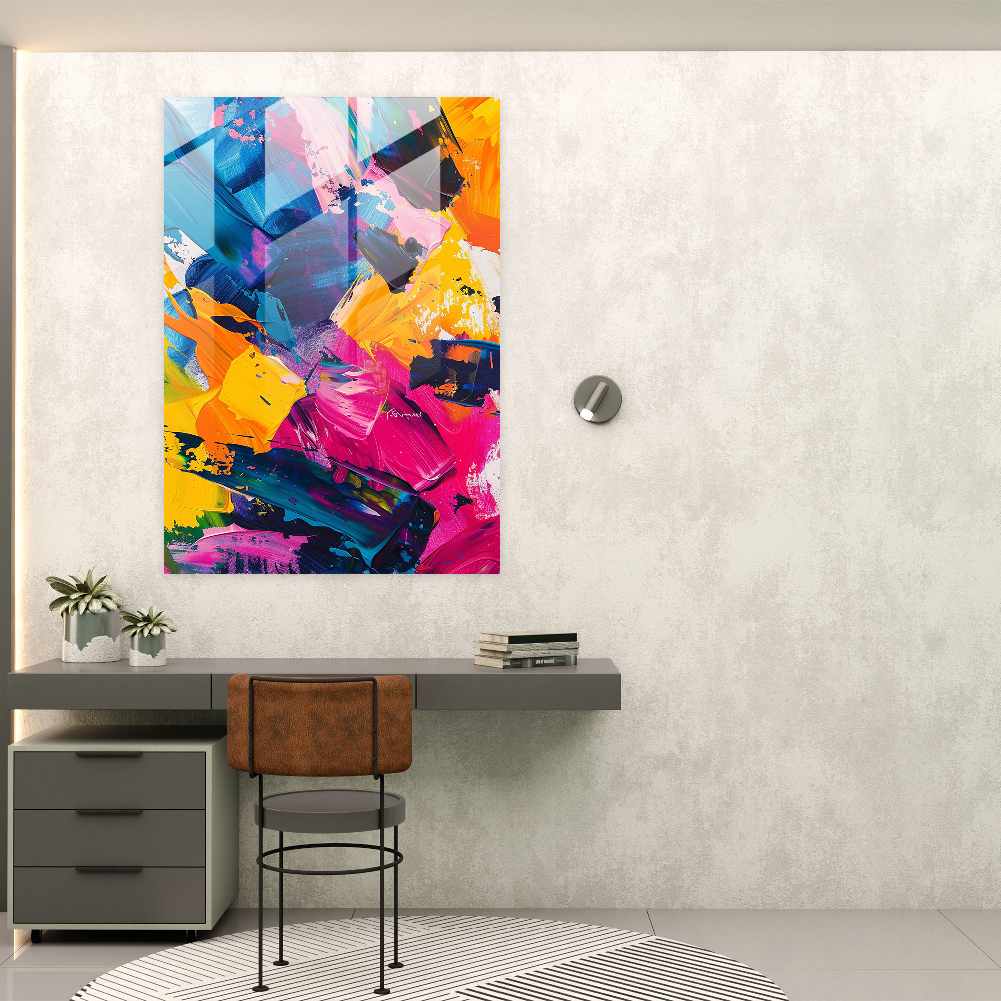 Emotional Action Painting Glass Print - Action Painting, Modern Art, Glass Art, Glass Print