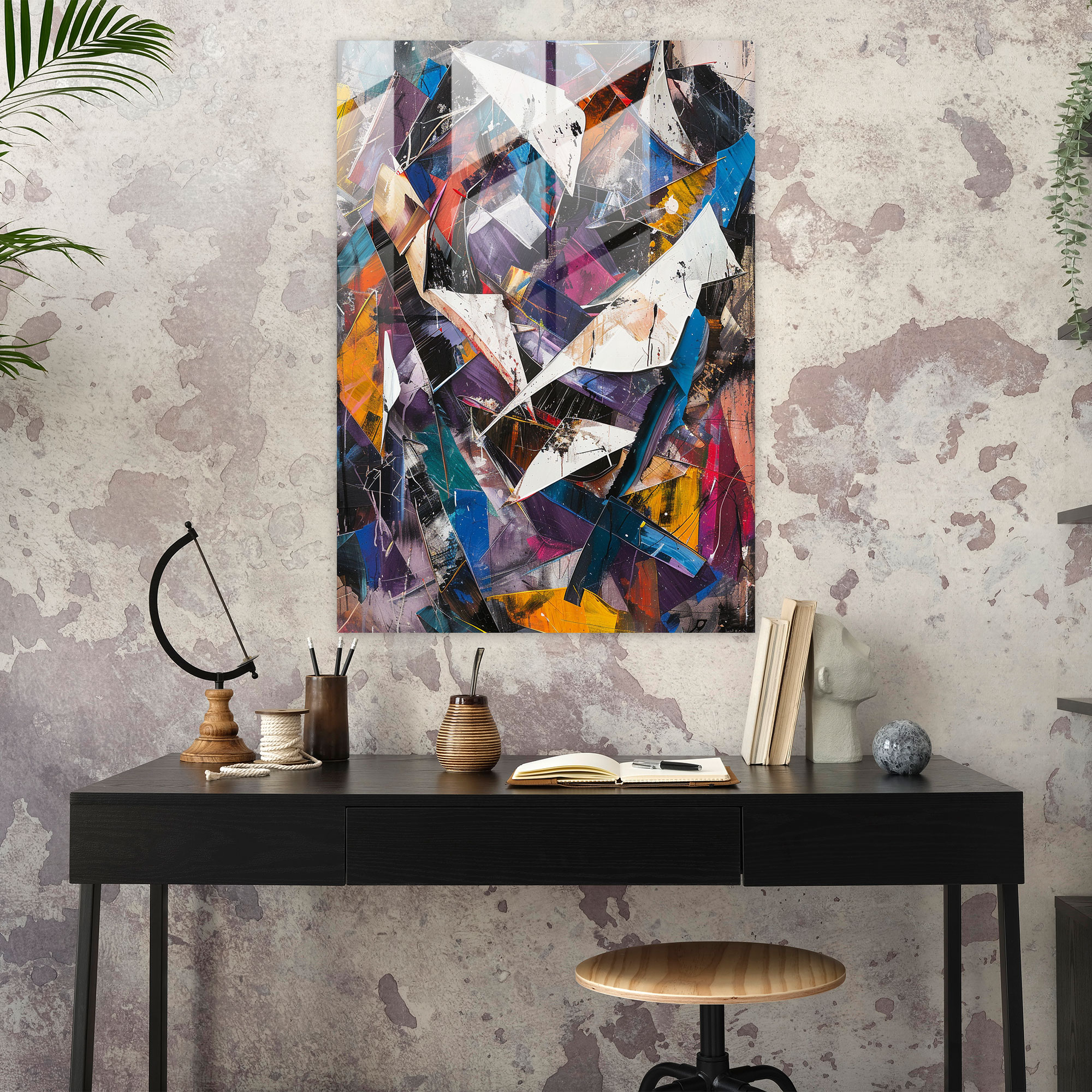 Chaotic Action Painting Glass Wall Art - Action Painting, Glass Wall Art, Home Decoration, Wall Decoration