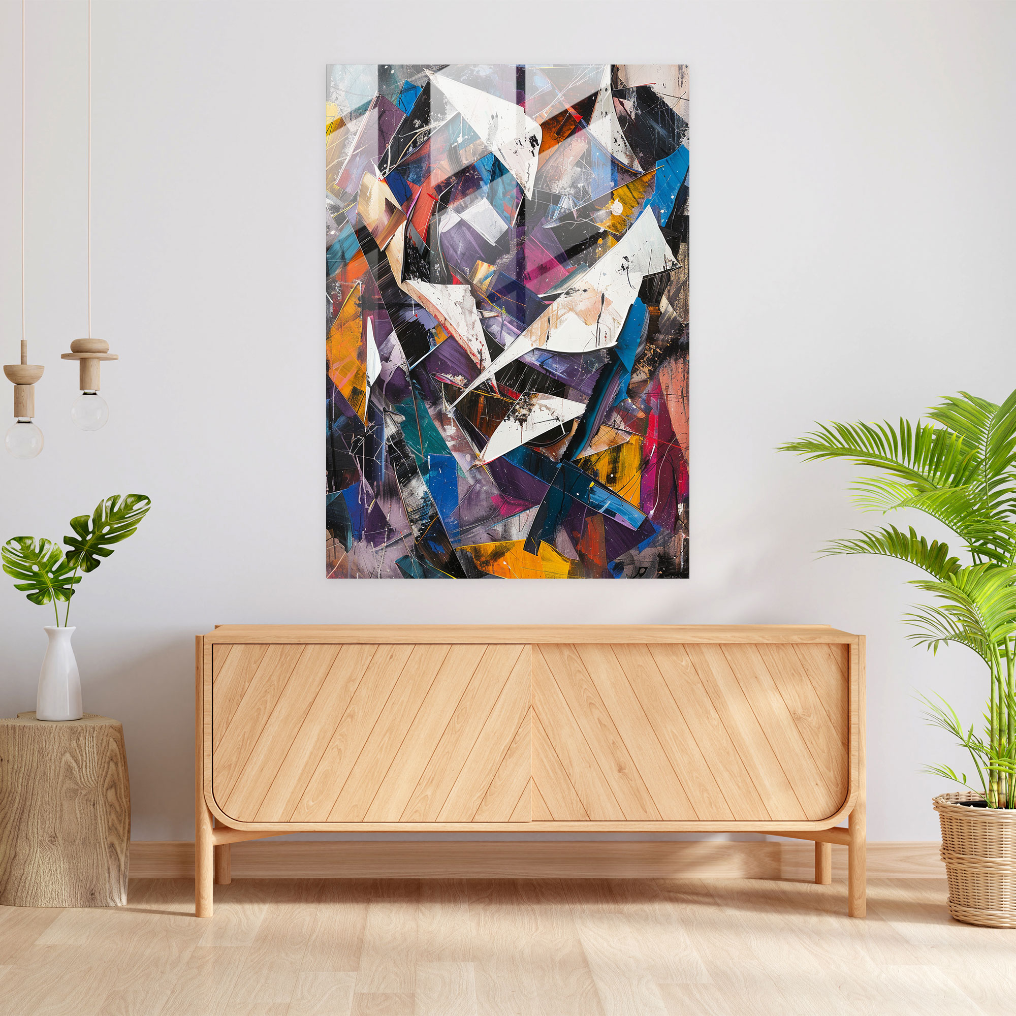 Chaotic Action Painting Glass Wall Art - Action Painting, Glass Wall Art, Home Decoration, Wall Decoration