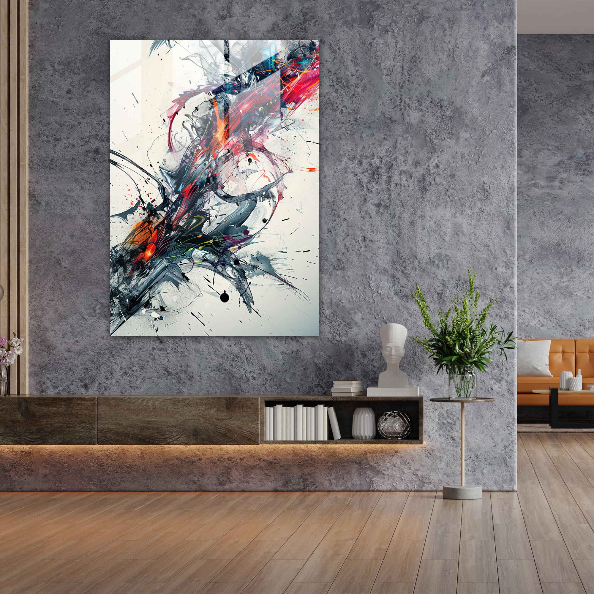 Harmonious Action Painting Glass Print - Action Painting, Action Painting, Home Decoration, Glass Print